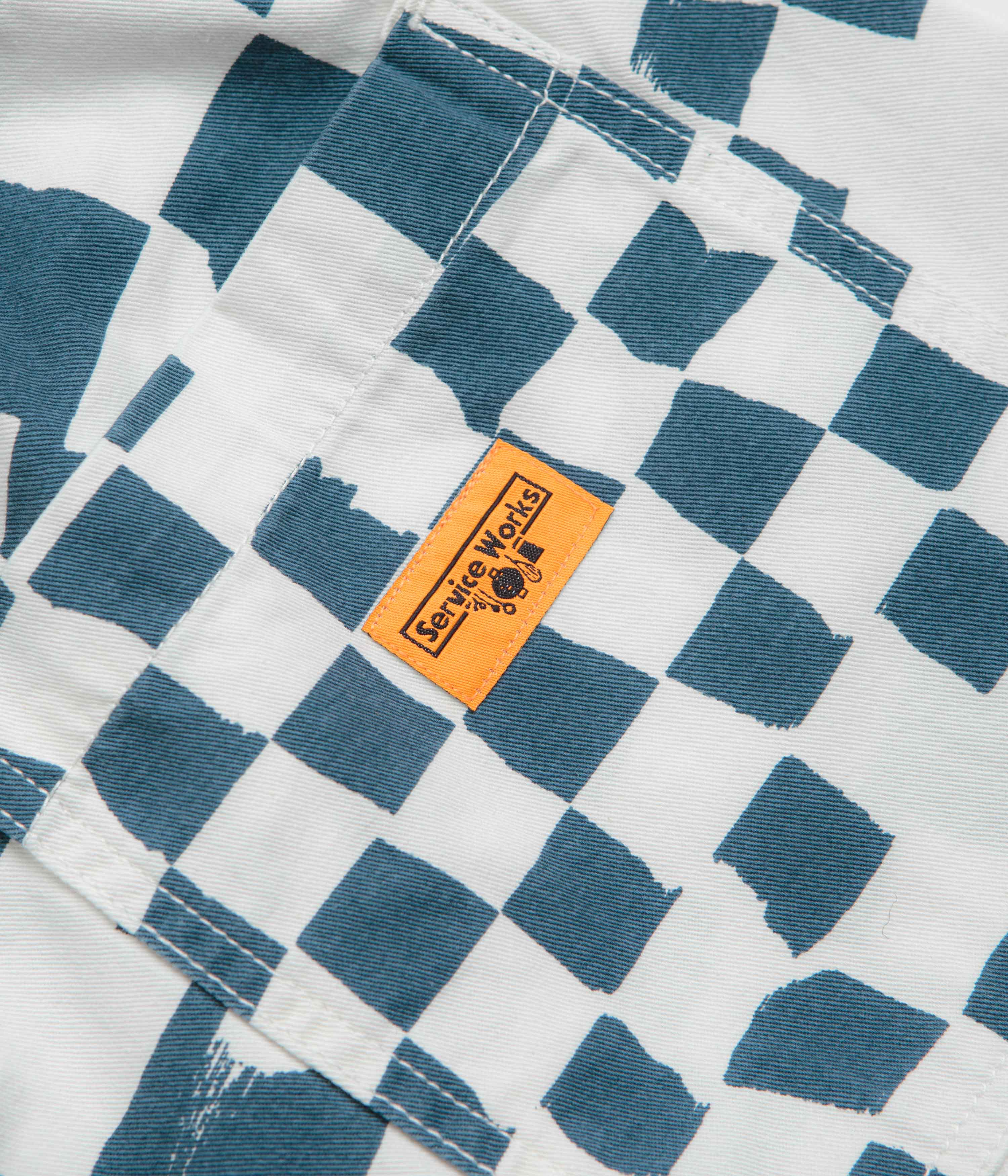 Service Works Printed Chef Shorts - Teal Checker - Image 5