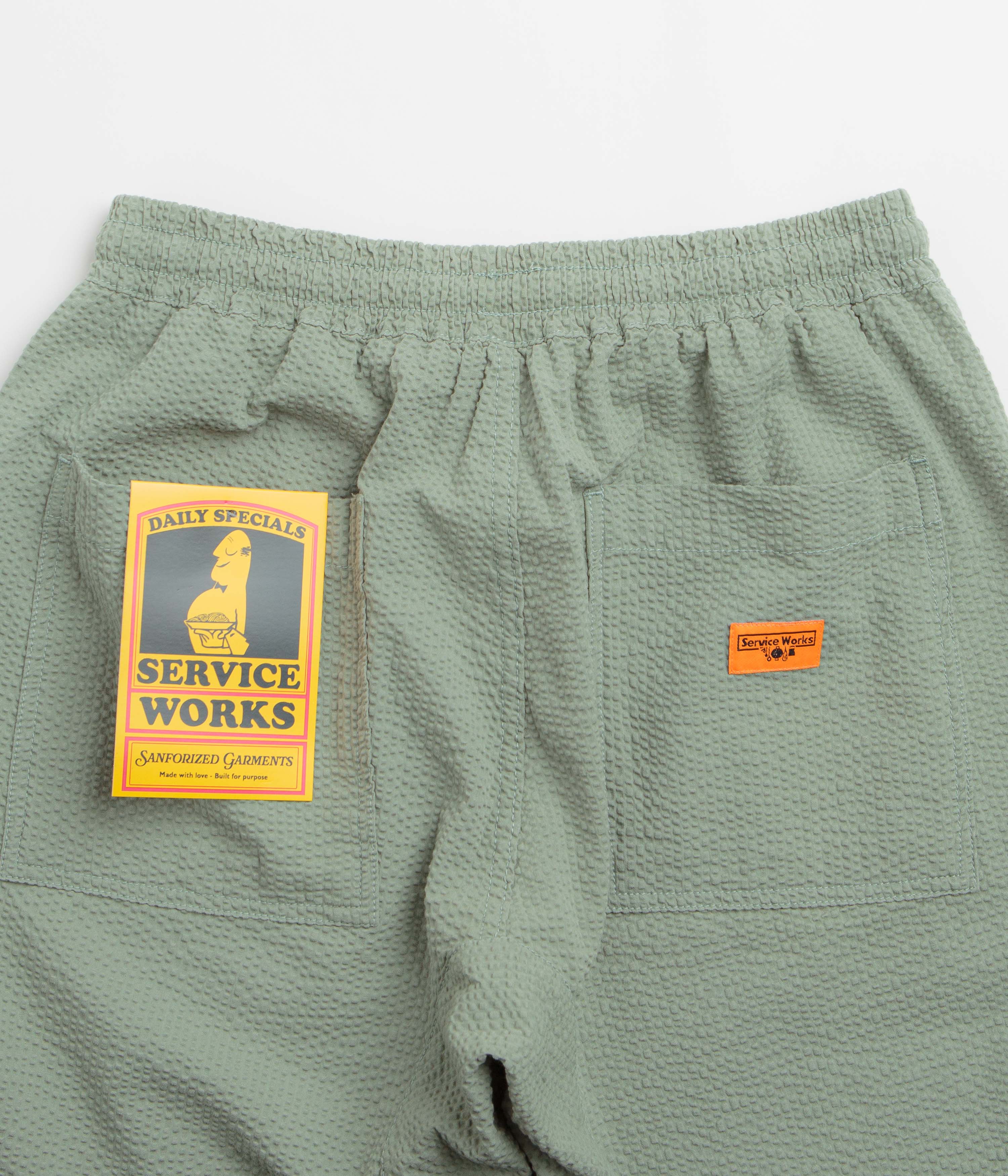 Service Works Seersucker Chef Shorts - Sage - Image 5