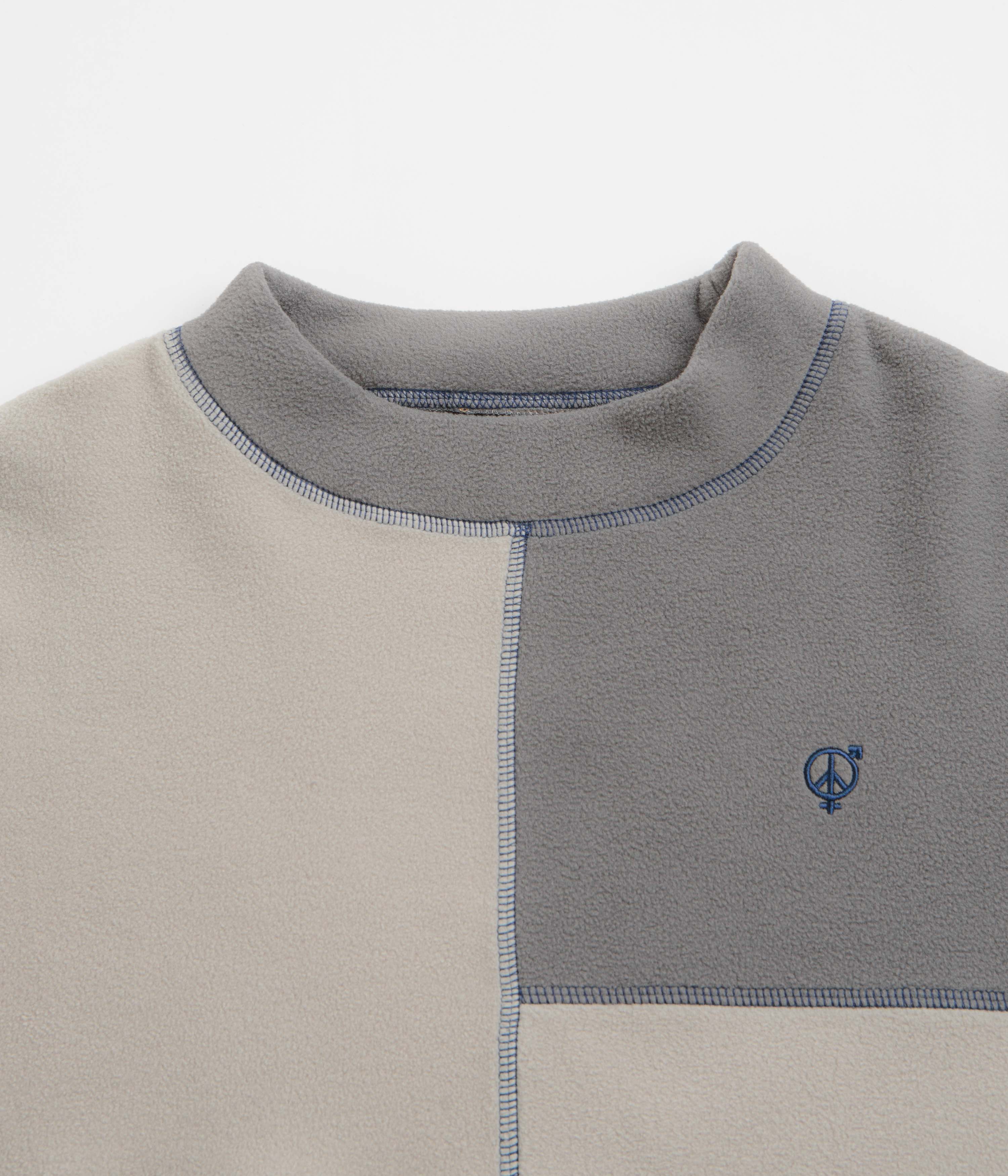 Sexhippies Box Fleece Crewneck Sweatshirt - Light Grey / Charcoal - Image 2