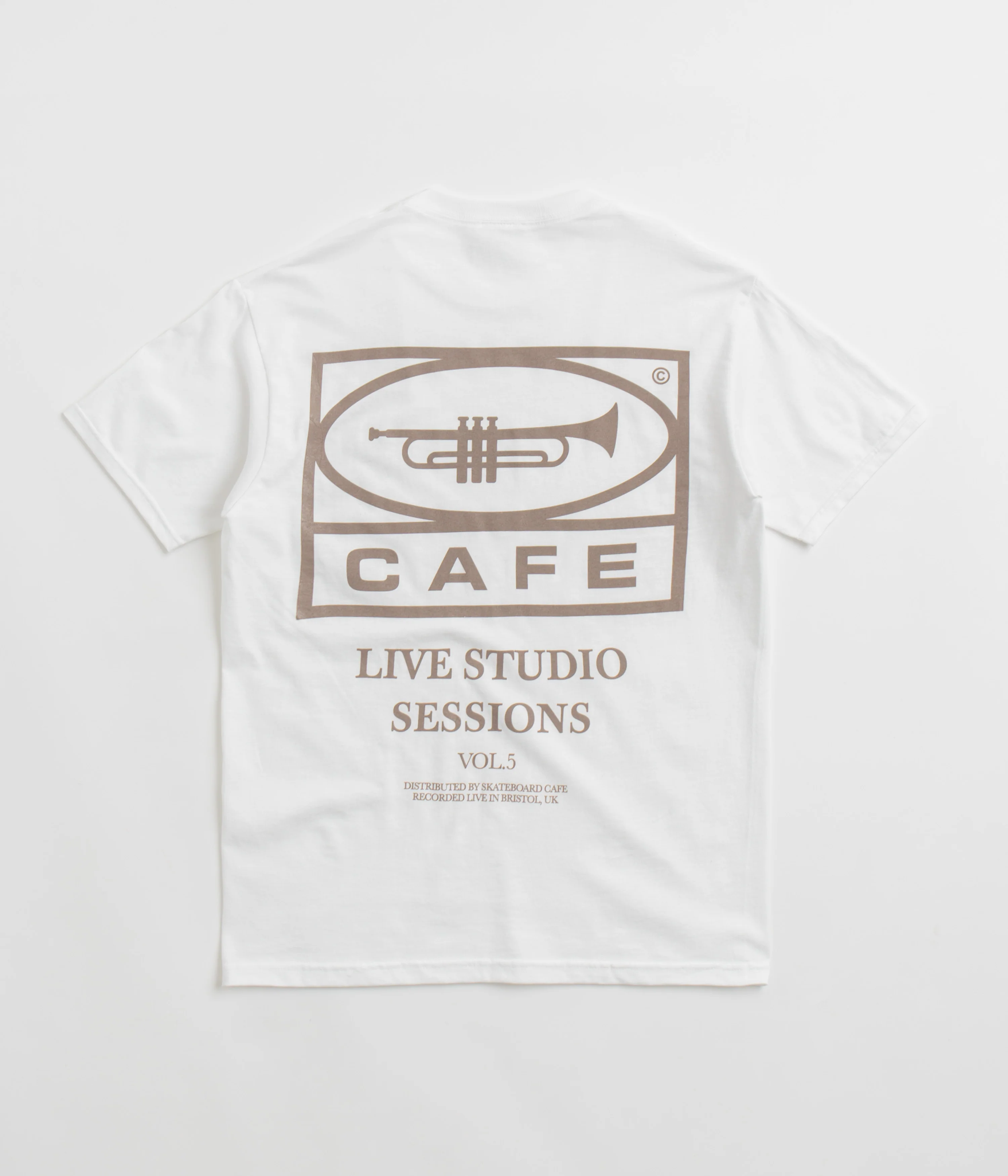 Skateboard Cafe 45 T-Shirt - White / Coffee