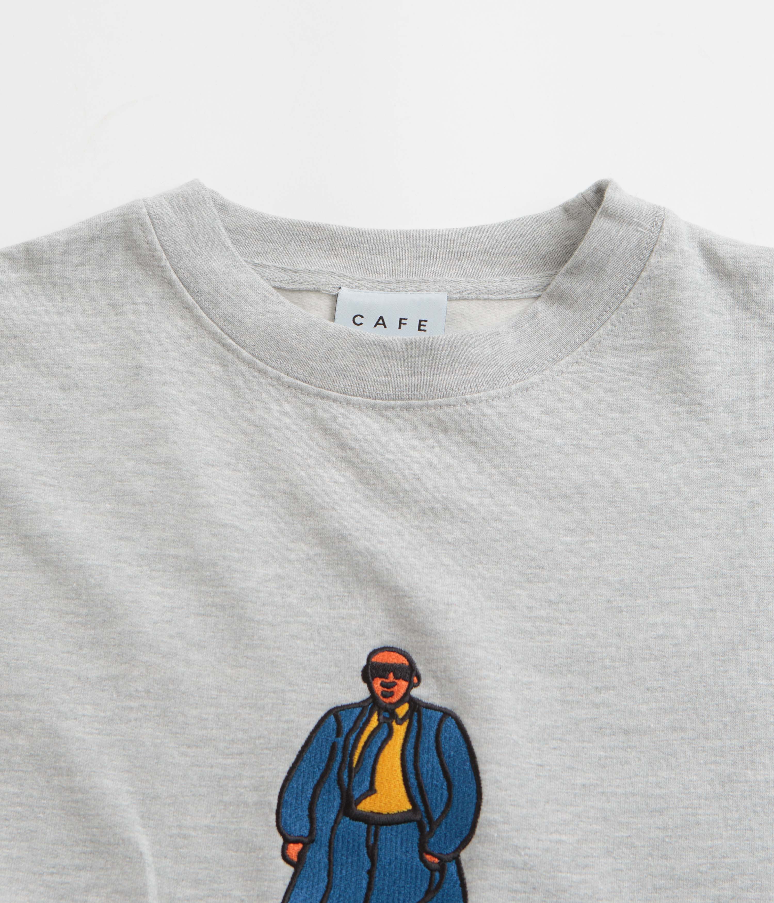 Skateboard Cafe Suit Embroidered Crewneck Sweatshirt - Heather Grey - Image 2