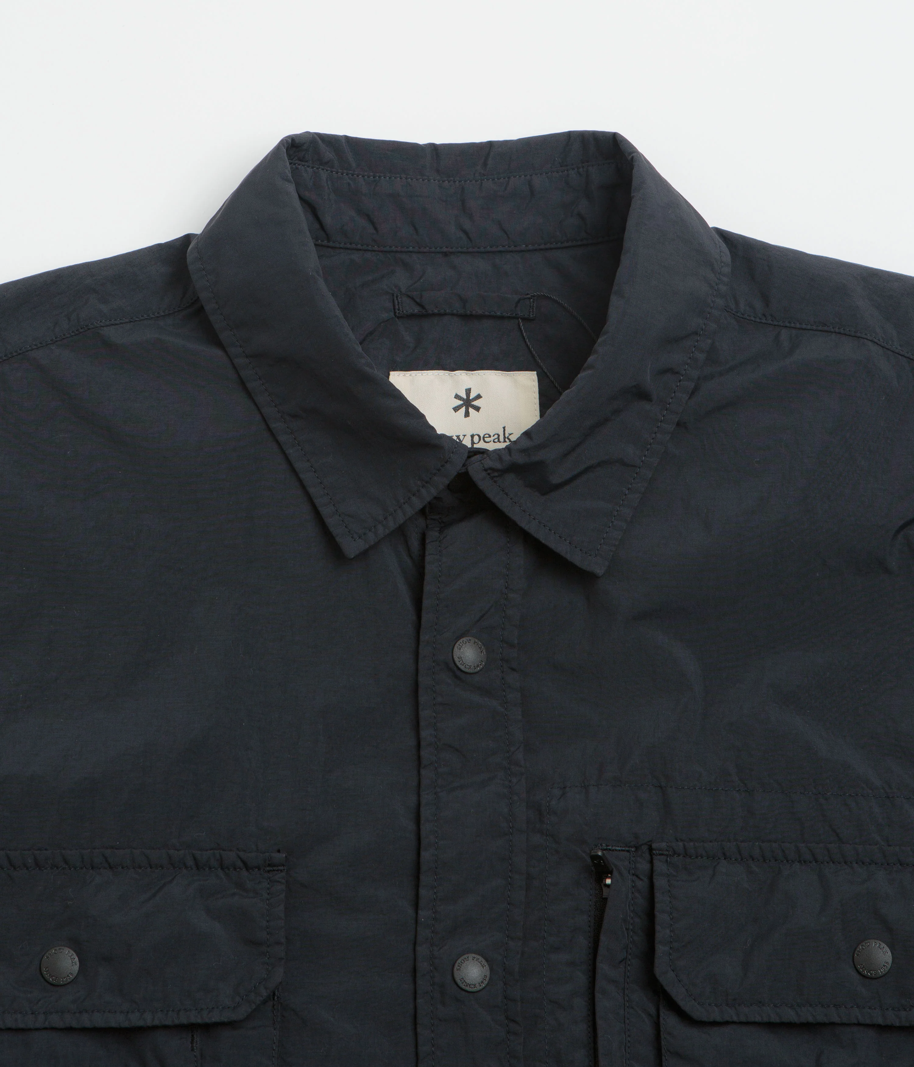 Snow Peak Garment Dyed Convertible Shirt - Black - Image 3
