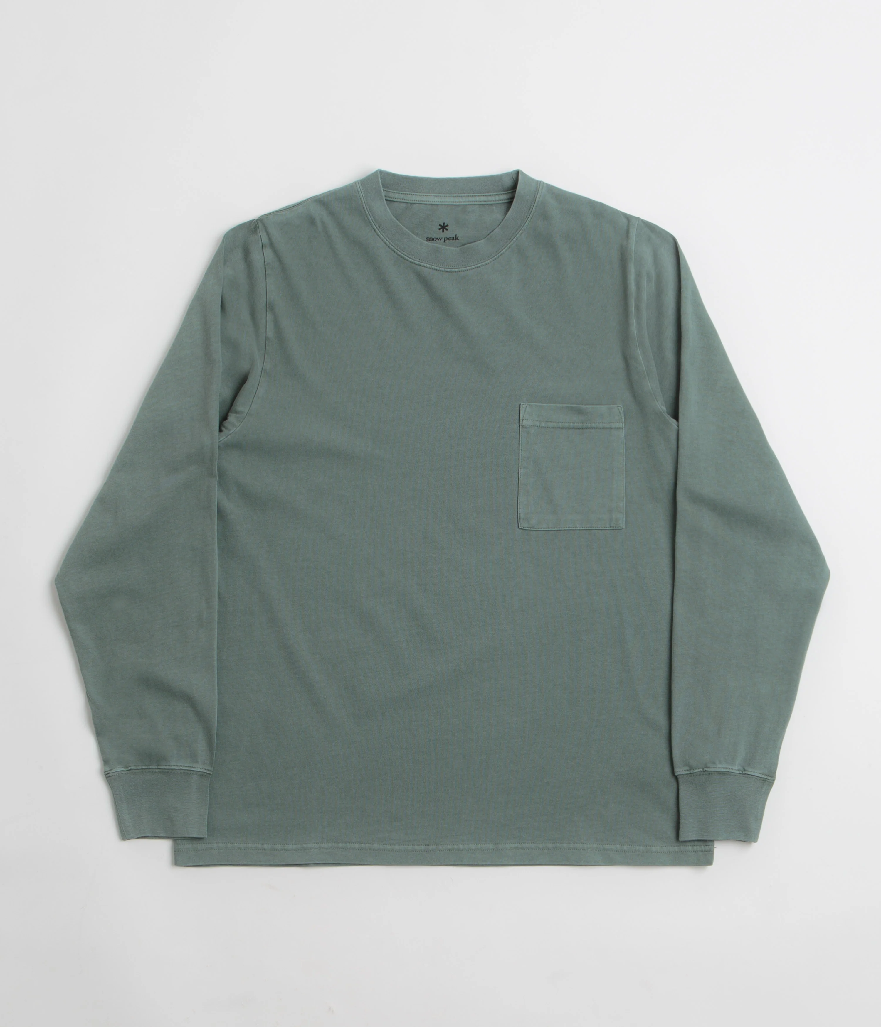 Snow Peak Garment Dyed Long Sleeve T-Shirt - Dark Green - Image 2
