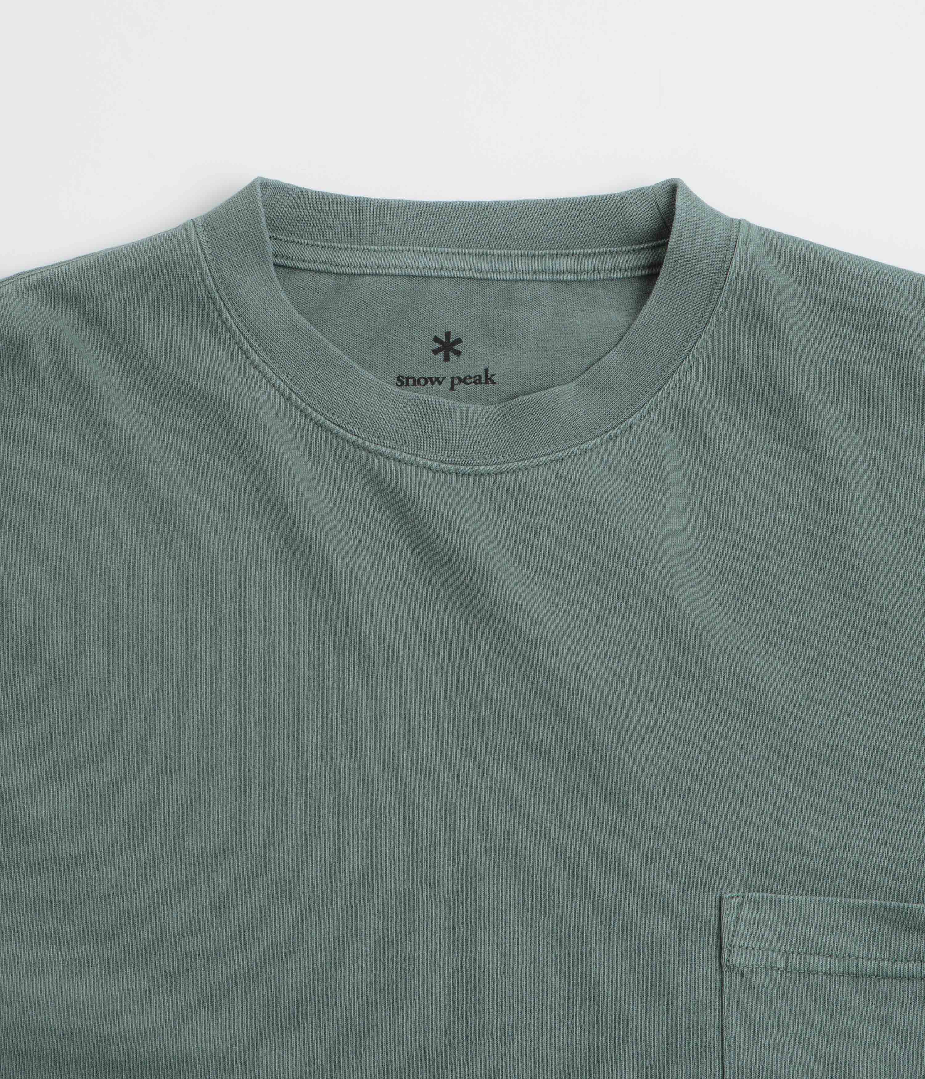 Snow Peak Garment Dyed Long Sleeve T-Shirt - Dark Green - Image 3