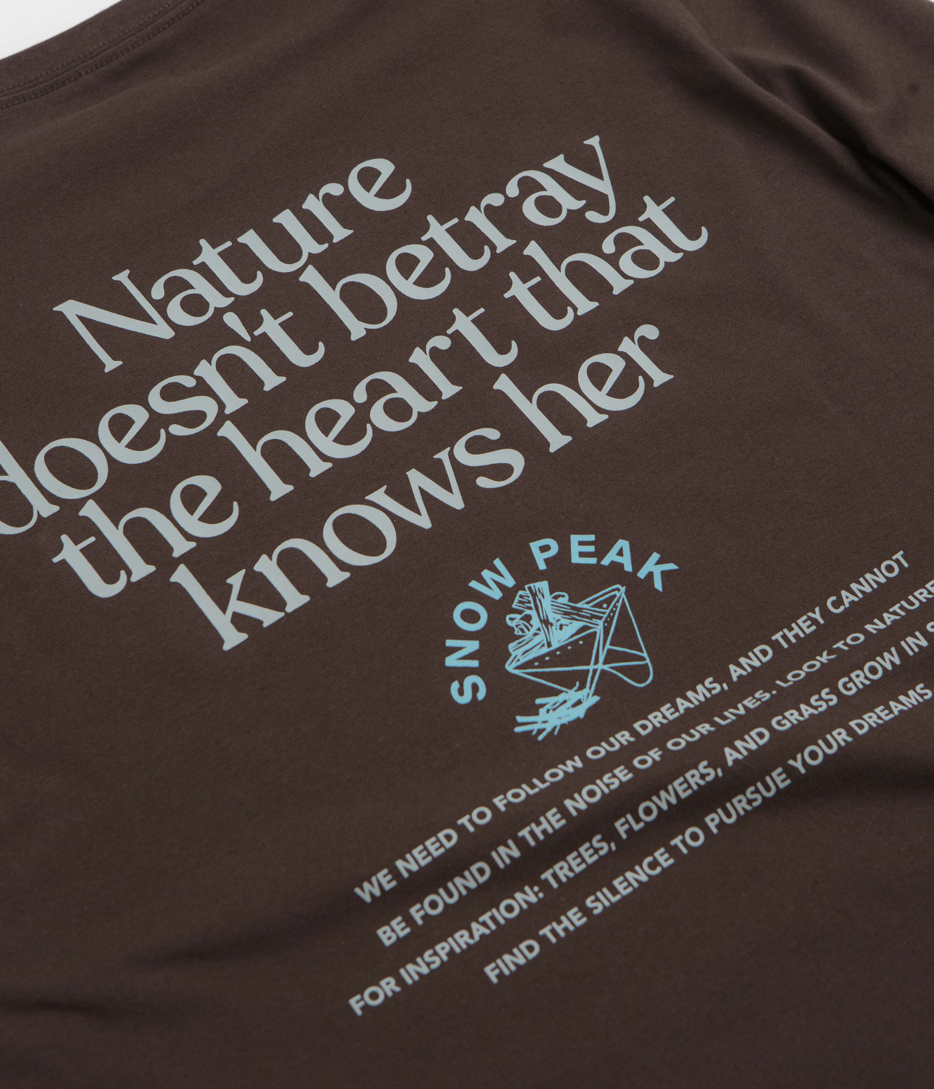 Snow Peak Living With Nature Long Sleeve T-Shirt - Dark Brown - Image 5