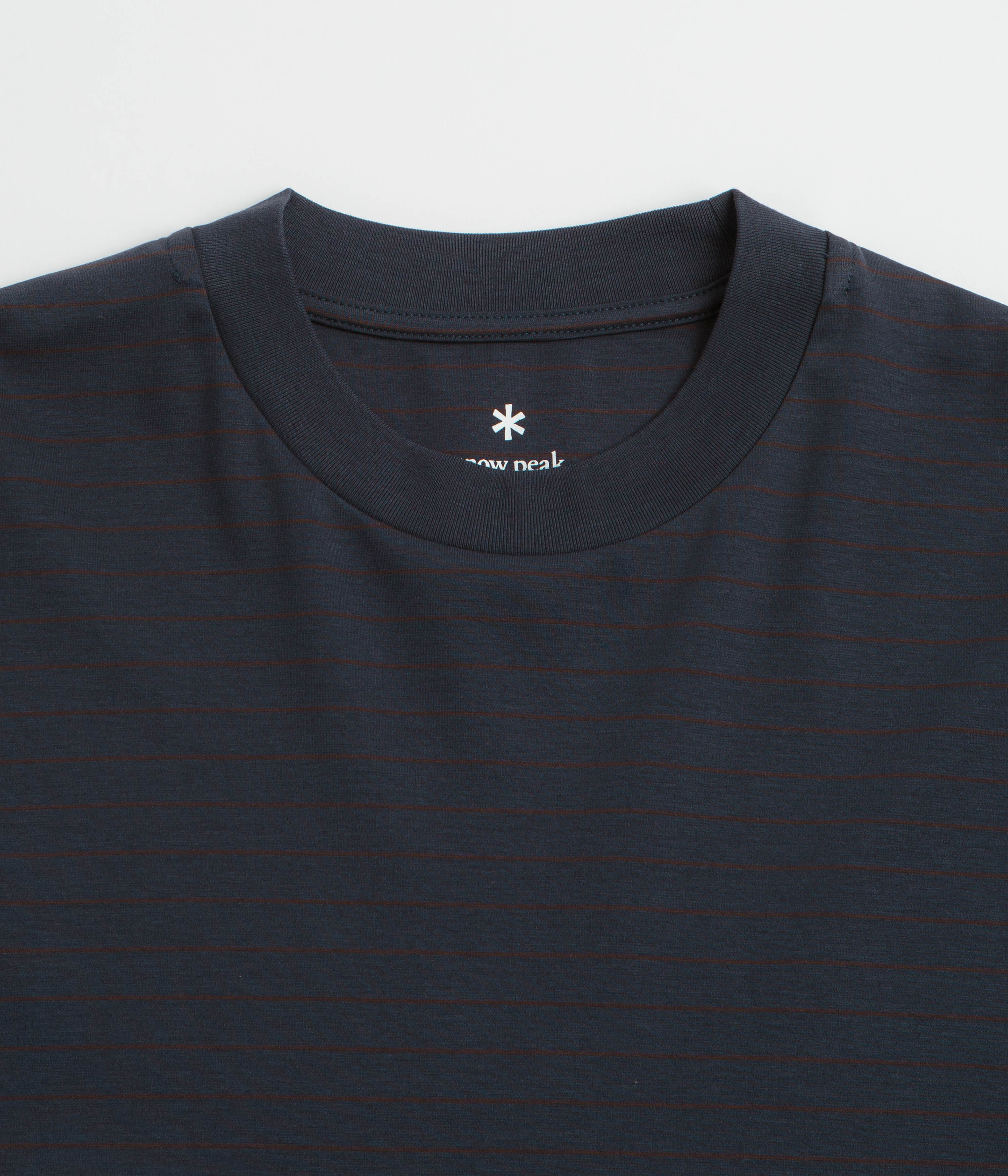 Snow Peak Organic Cotton Mercerized Long Sleeve T-Shirt - Blue Border - Image 2