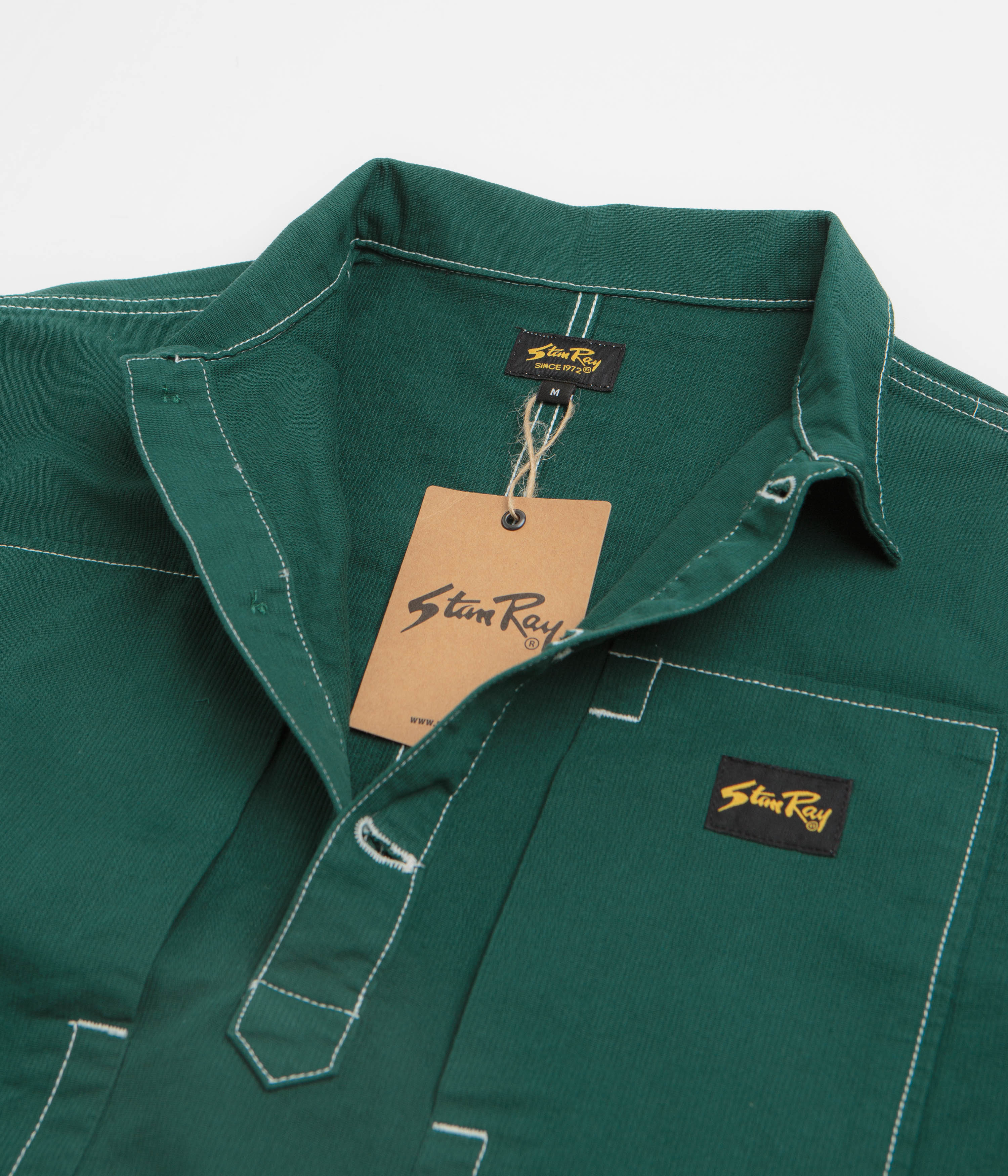 Stan Ray Painters Pop Over Shirt - Botanical Green Bedford - Image 4