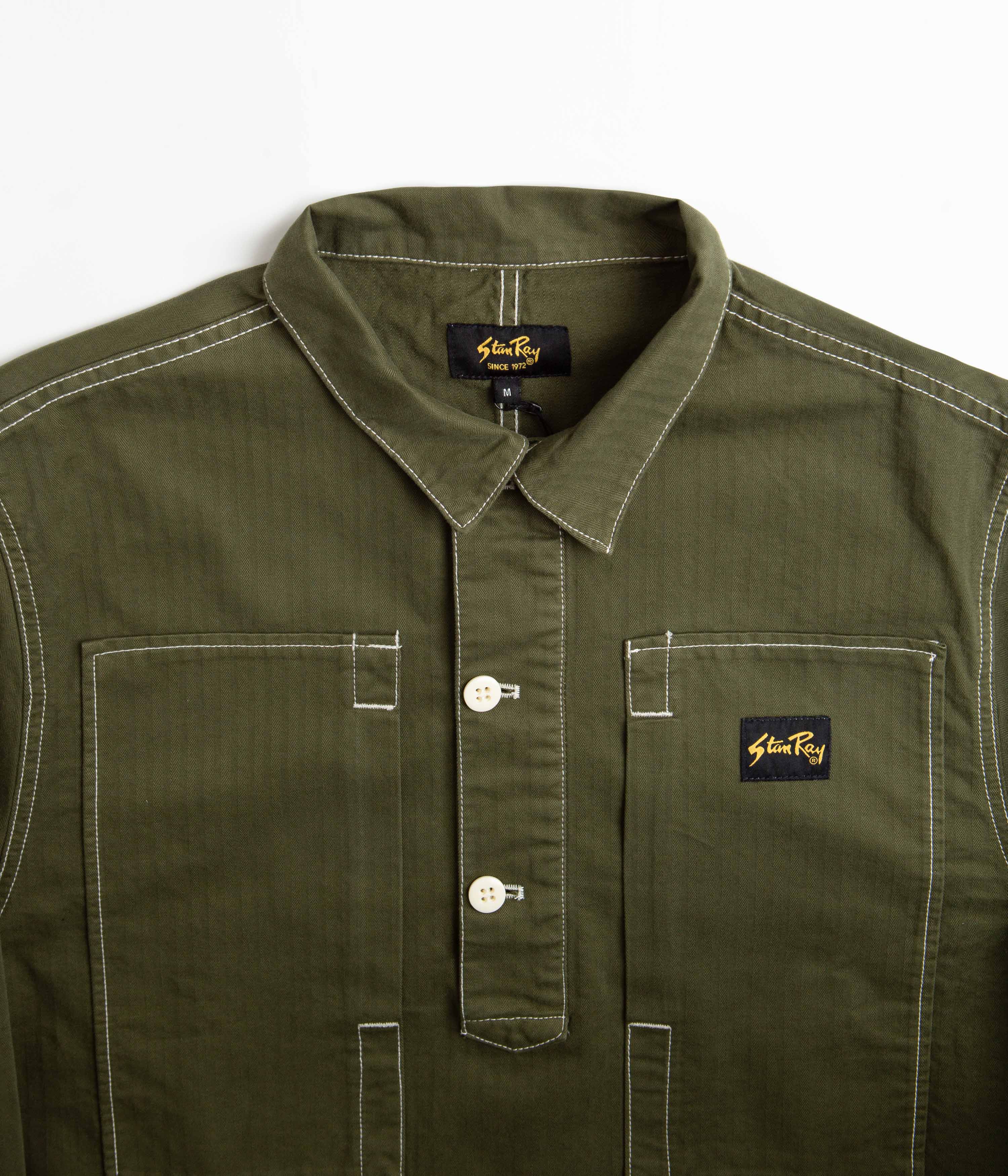 Stan Ray Painters Shirt - Olive Herringbone - Image 4