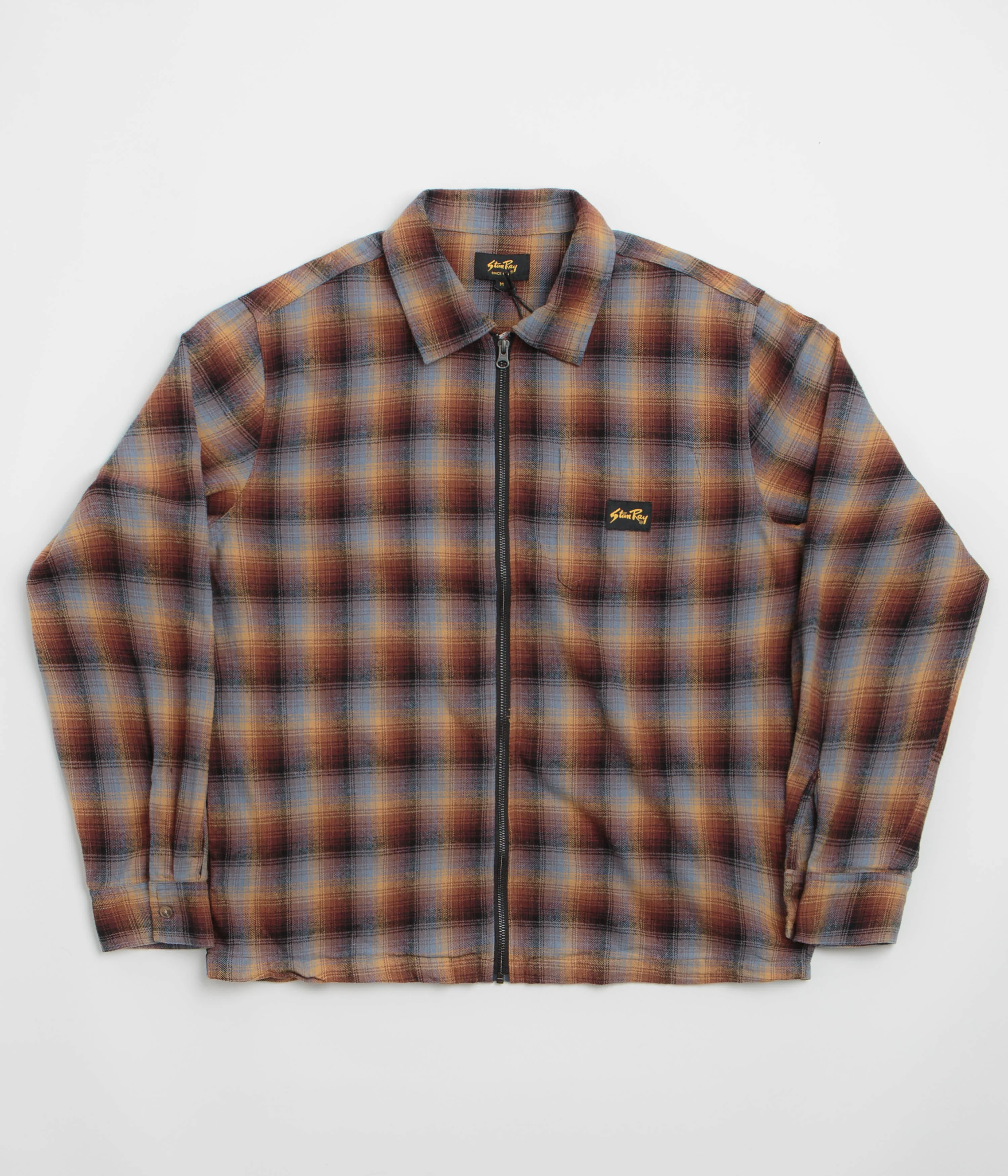 Stan Ray Zip Shirt - Brown / Blue Plaid