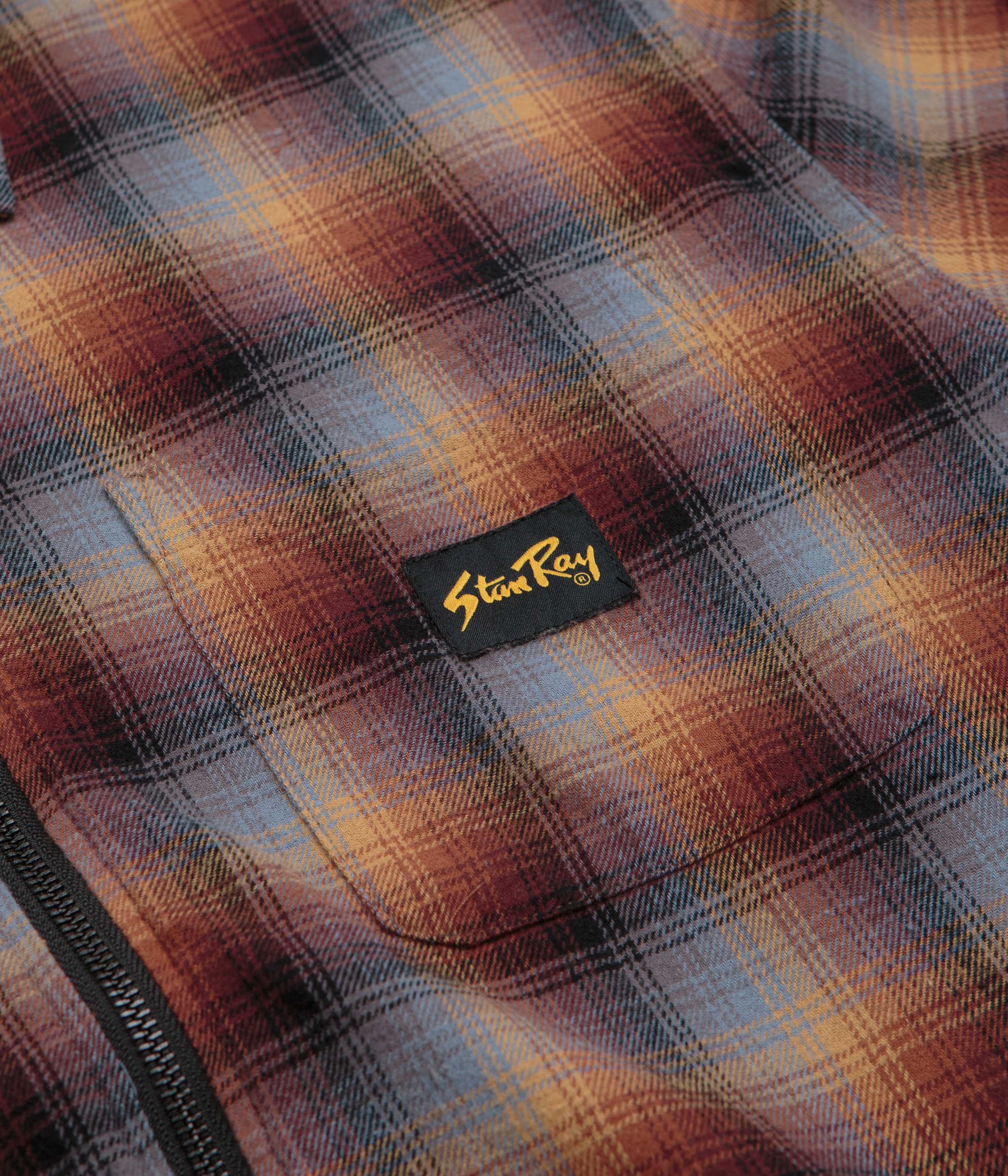 Stan Ray Zip Shirt - Brown / Blue Plaid - Image 4