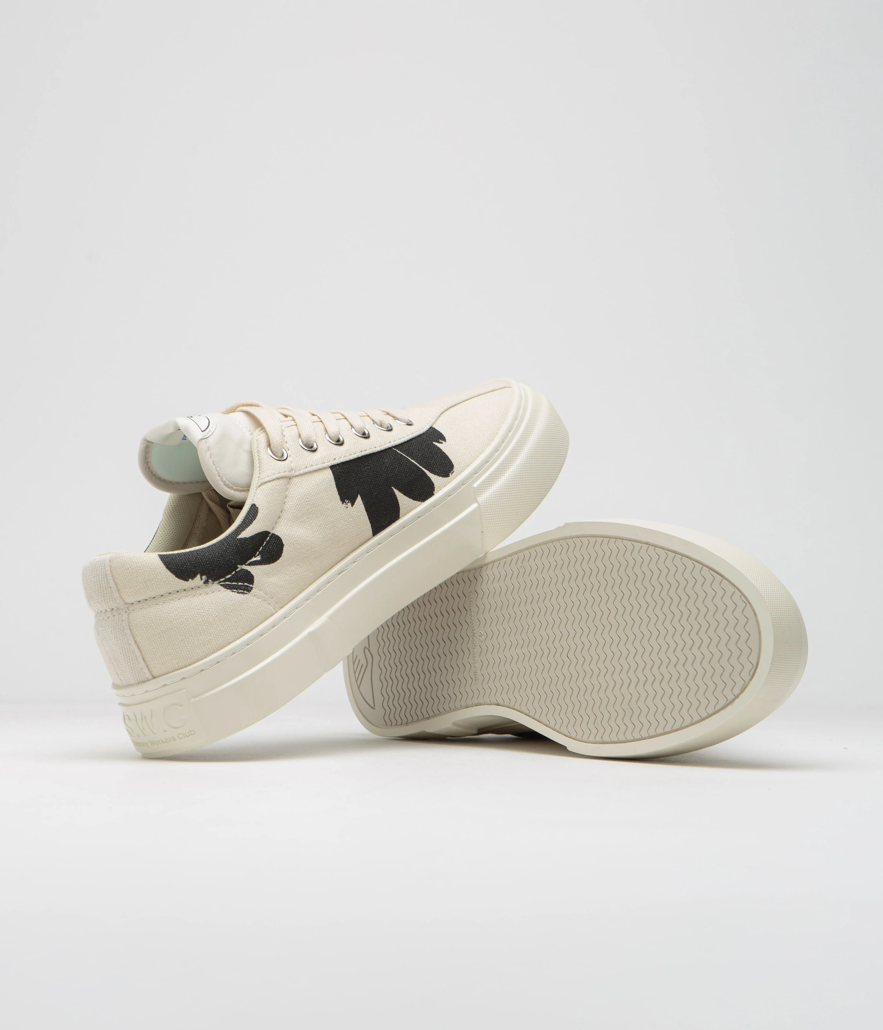 Stepney Workers Club Dellow Cupsole Shroom Hands Shoes - Ecru / Black - Image 5