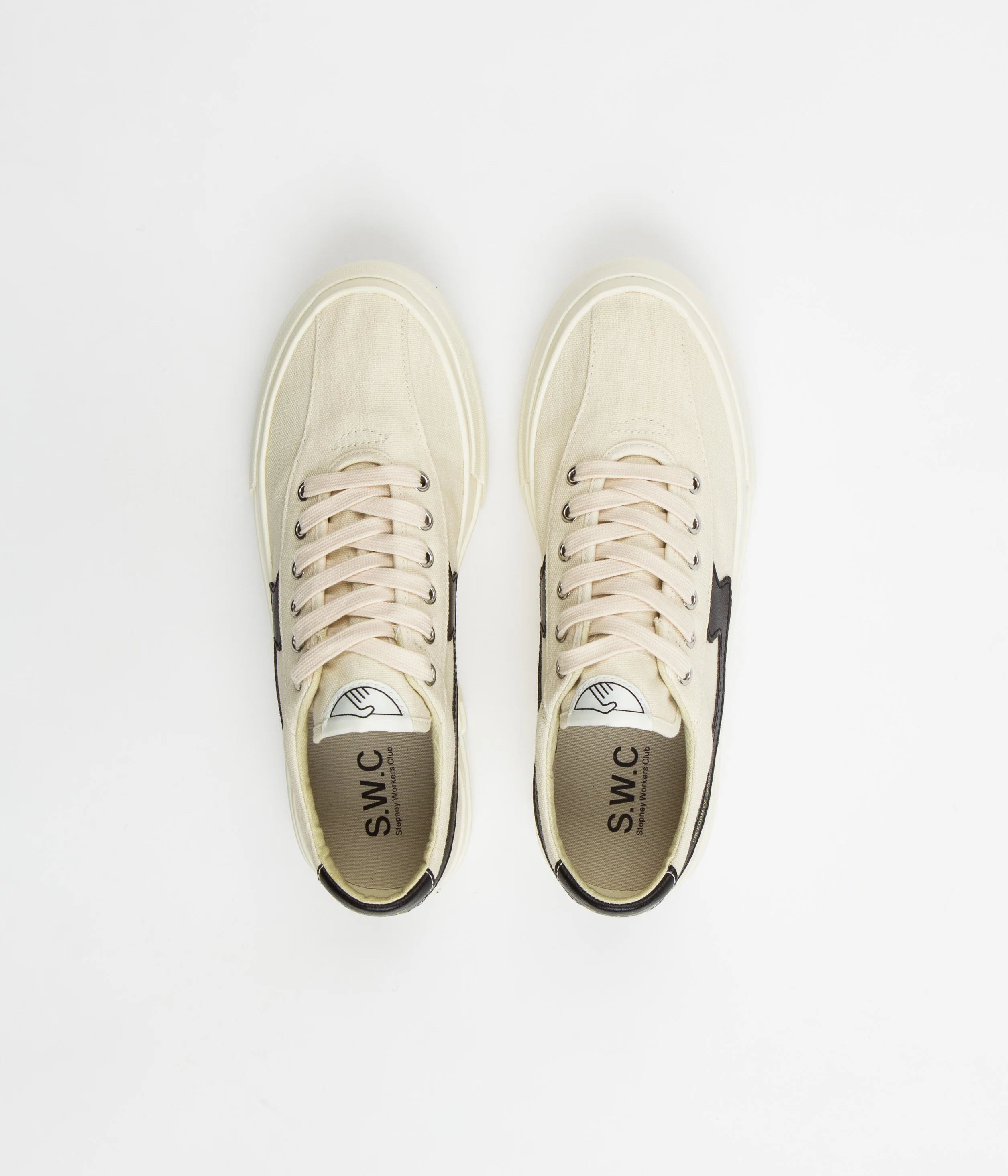 Stepney Workers Club Dellow S-Strike Canvas Shoes - Ecru / Black - Image 7