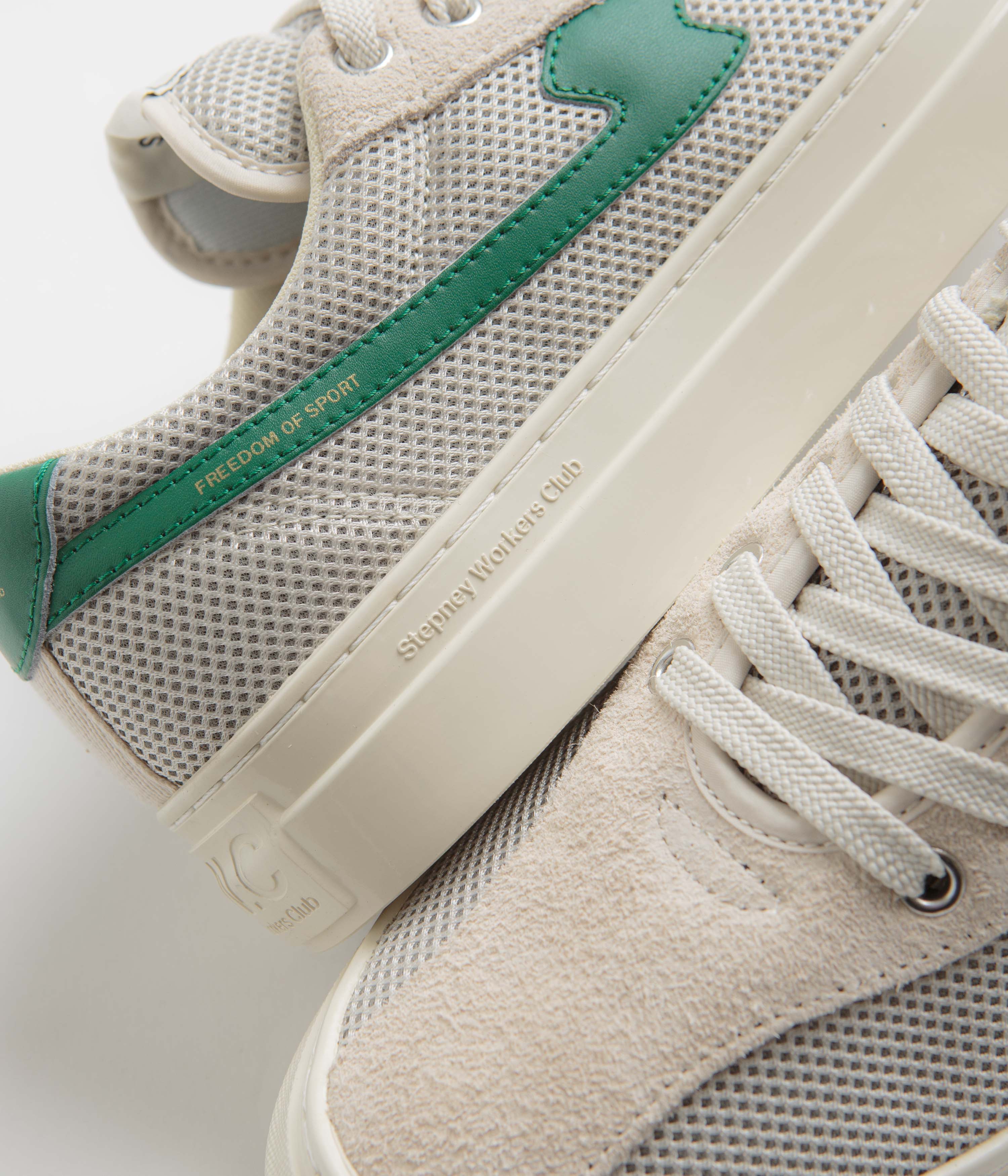 Stepney Workers Club Dellow S-Strike Cup Tennis Mesh Shoes - Ecru / Green - Image 3