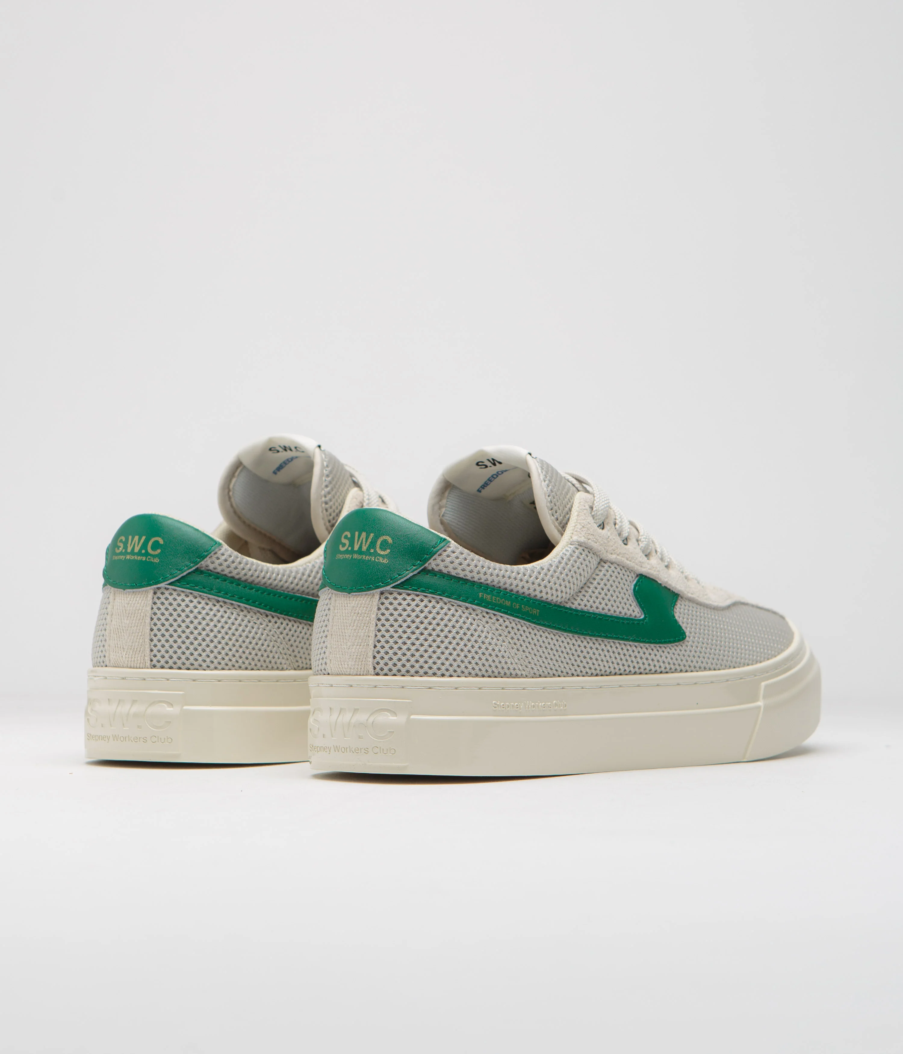 Stepney Workers Club Dellow S-Strike Cup Tennis Mesh Shoes - Ecru / Green - Image 4