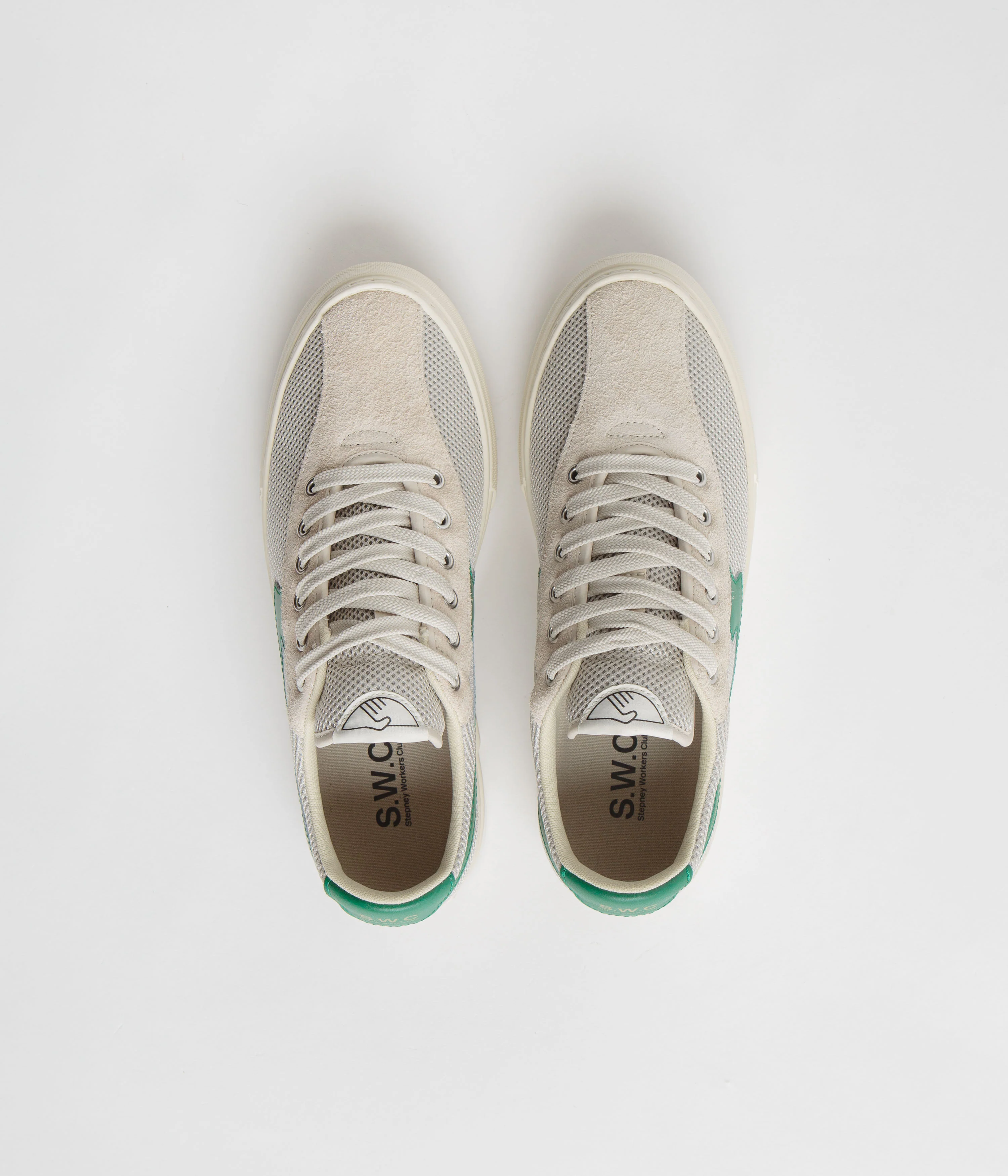 Stepney Workers Club Dellow S-Strike Cup Tennis Mesh Shoes - Ecru / Green - Image 7