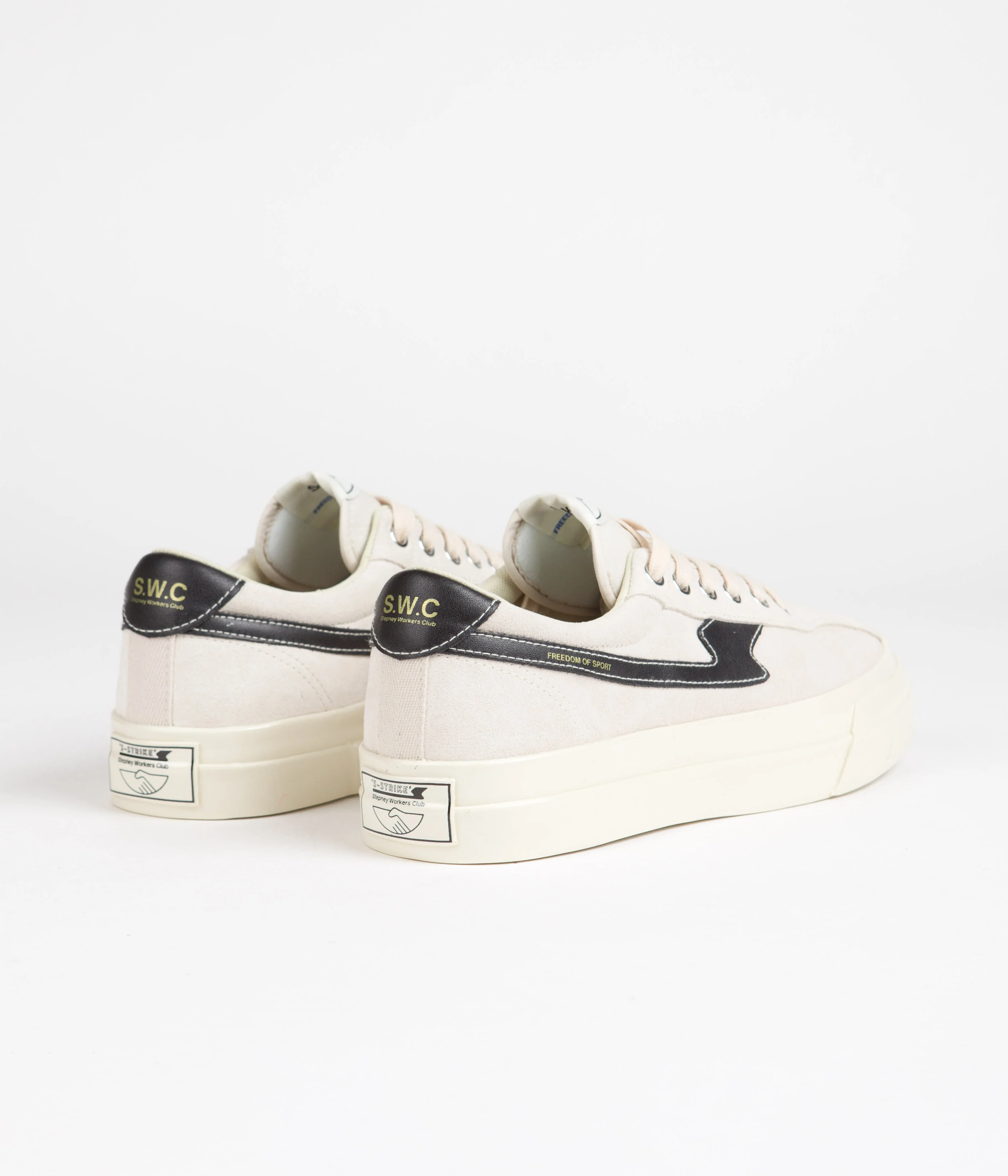 Stepney Workers Club Dellow S-Strike Suede Shoes - Ecru / Black - Image 4