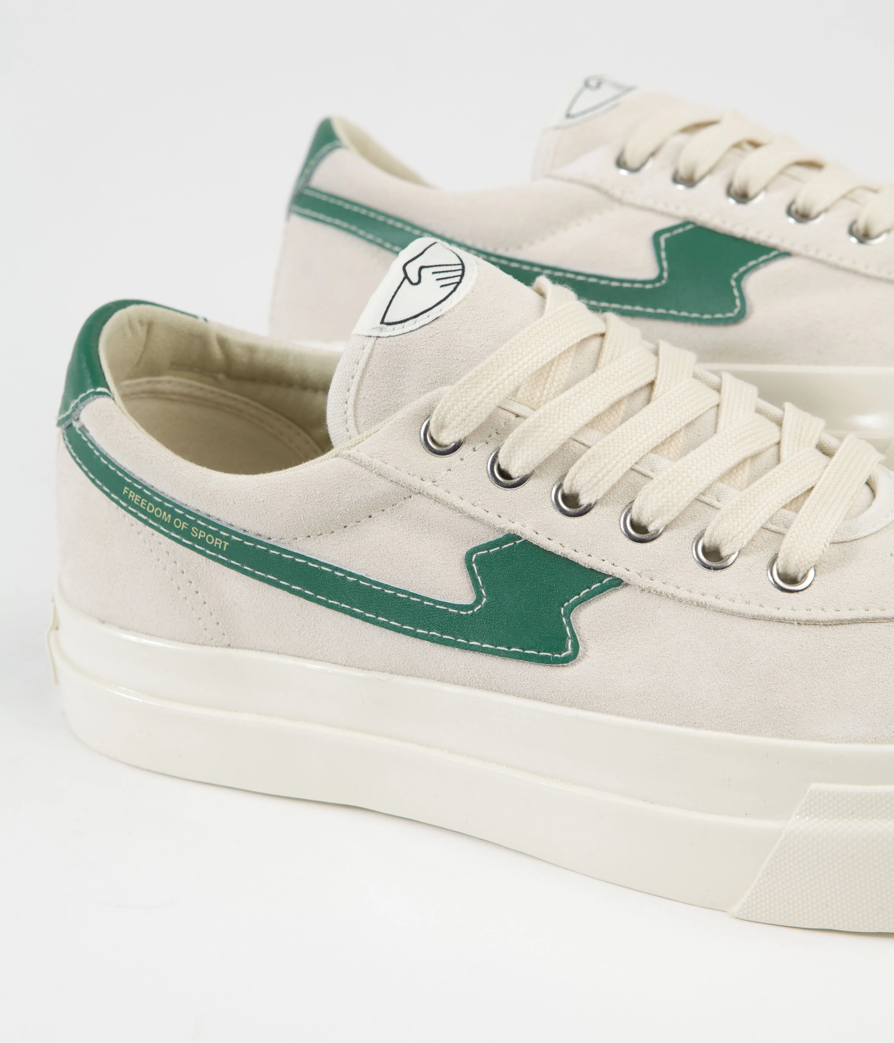 Stepney Workers Club Dellow S-Strike Suede Shoes - Ecru / Green - Image 3