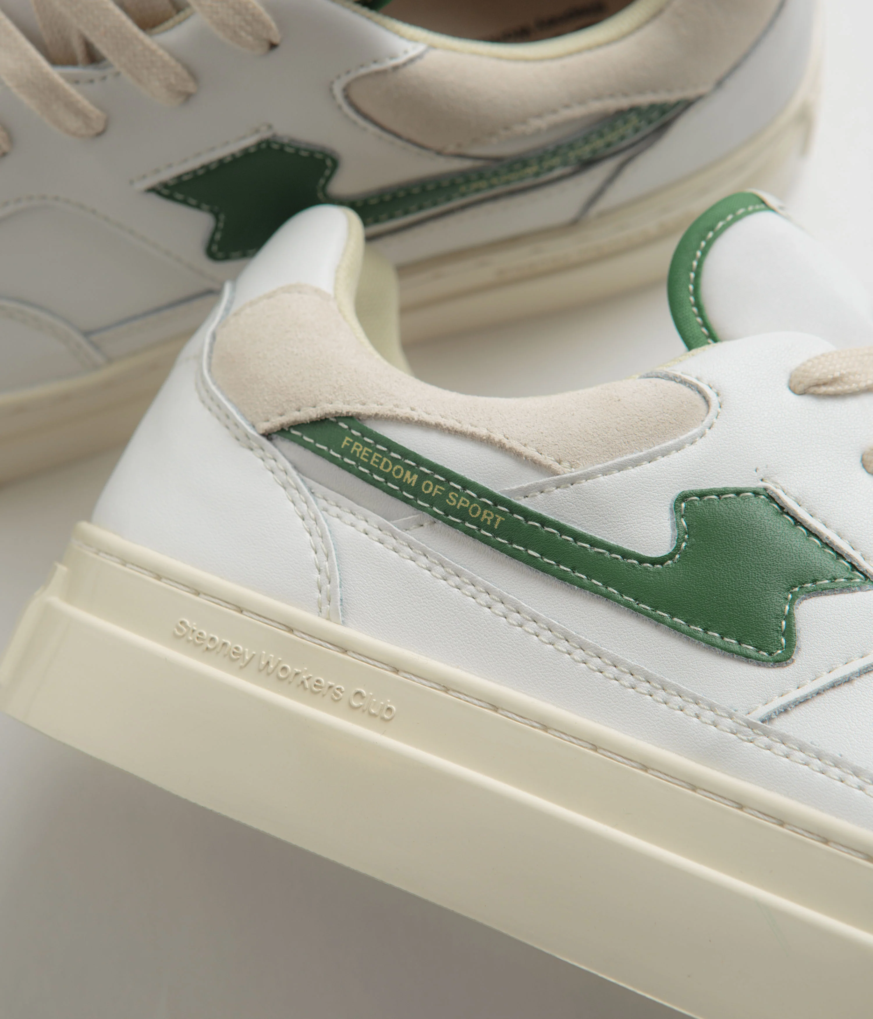 Stepney Workers Club Pearl S-Strike Leather Shoes - White / Green - Image 3