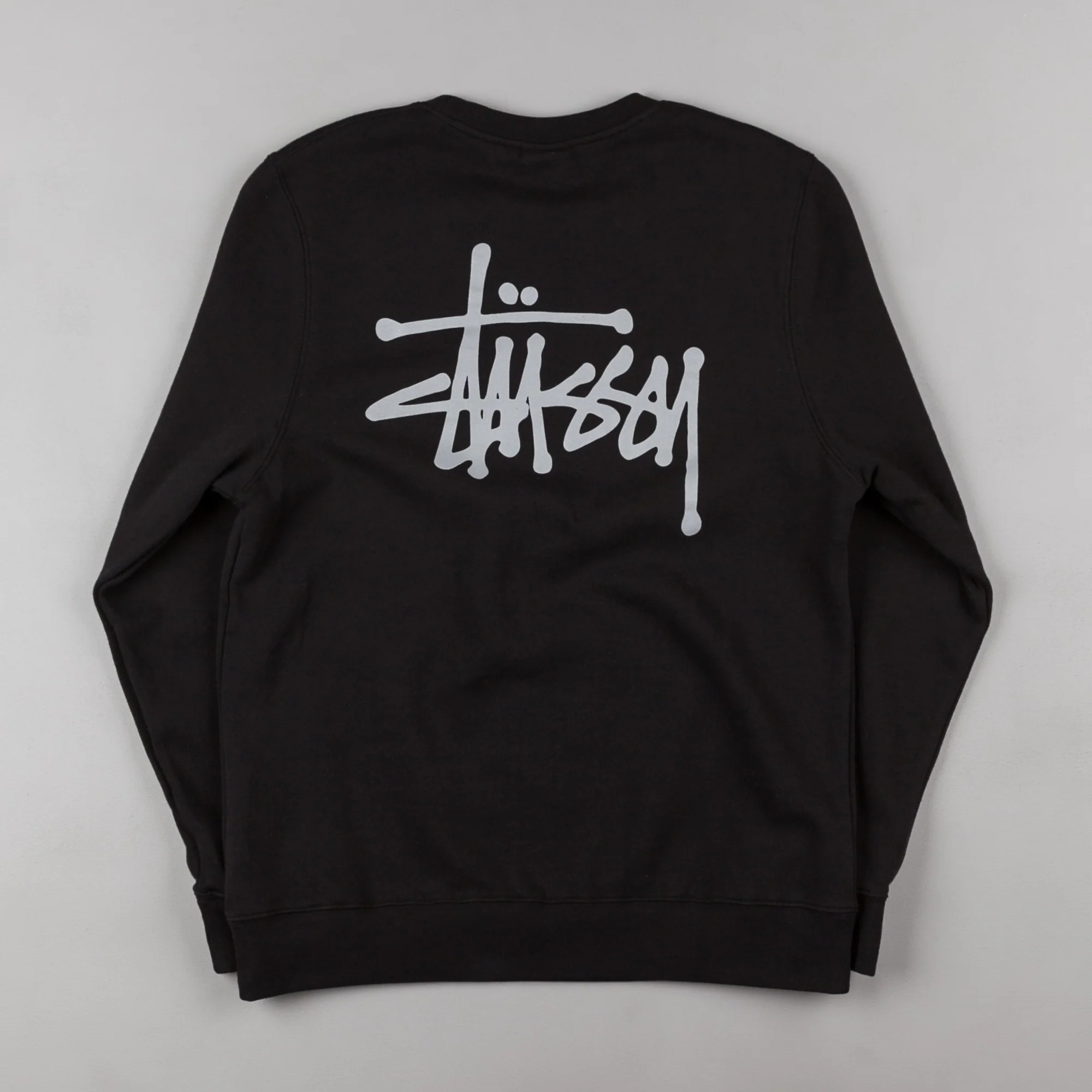 Stussy Basic Crewneck Sweatshirt - Black / Grey - Image 2