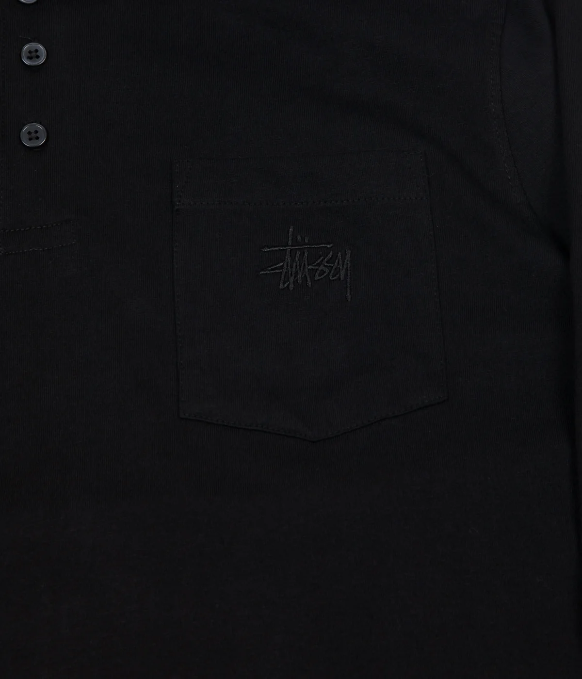Stussy Dillon Long Sleeve Polo Shirt - Black - Image 2
