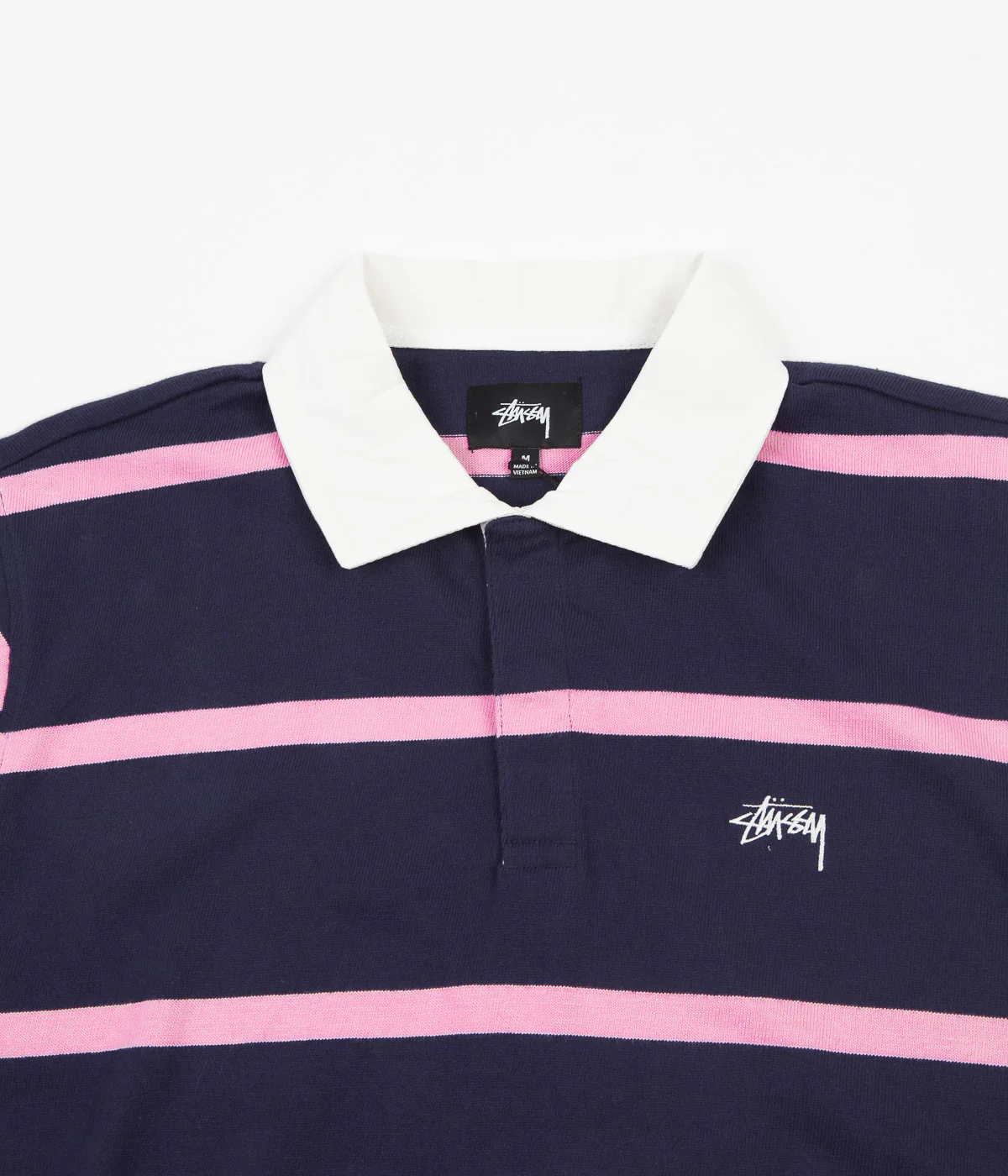Stussy Hill Stripe Long Sleeve Rugby Shirt - Navy - Image 3