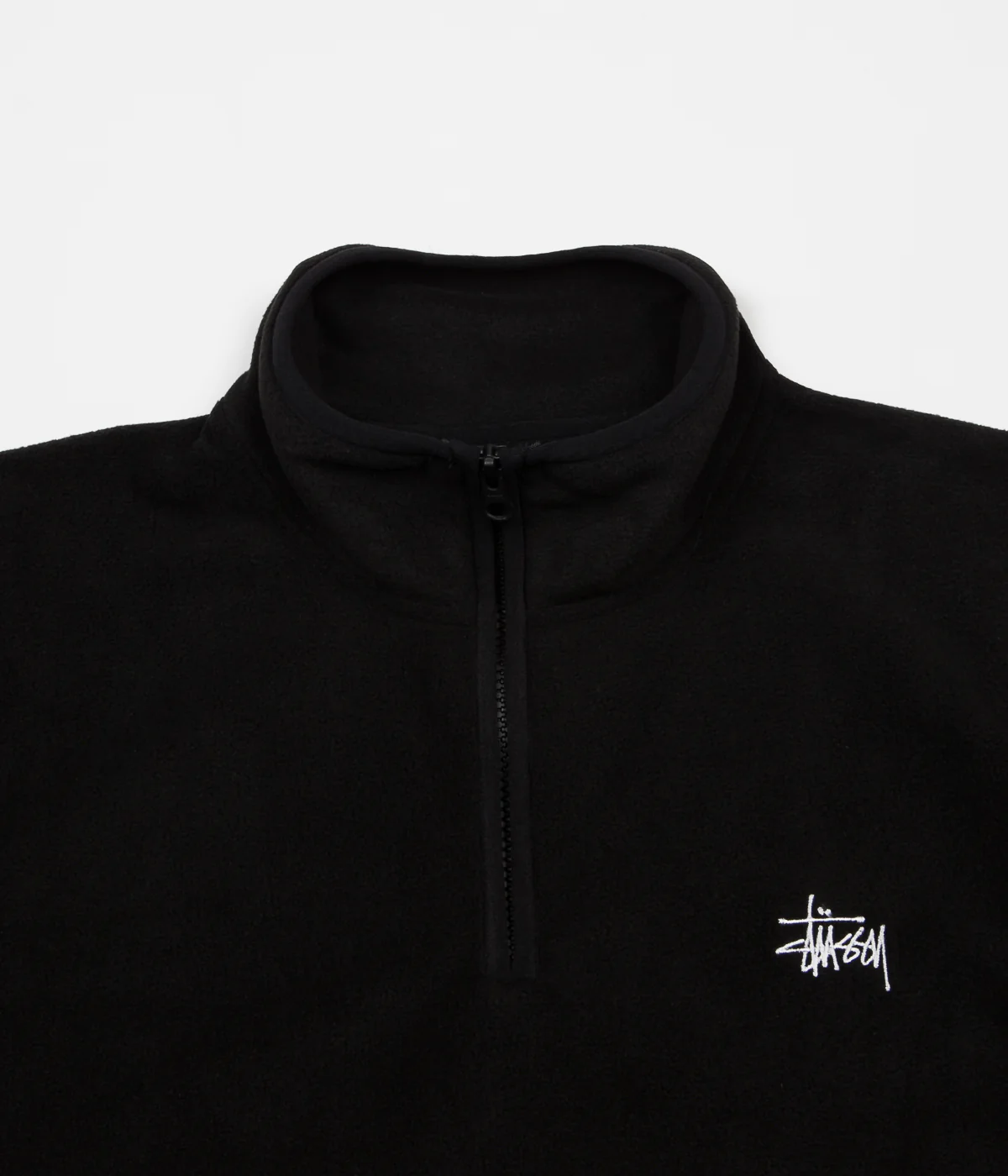 Stussy Polar Fleece Half Zip Sweatshirt - Black - Image 4