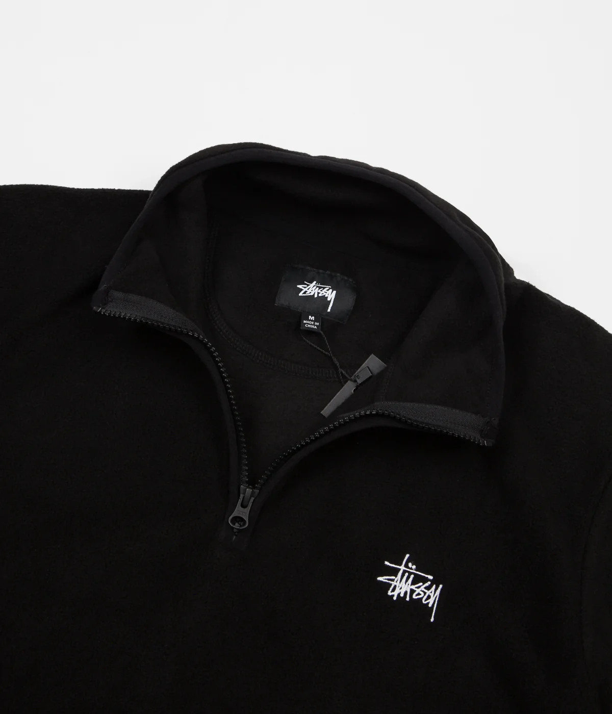 Stussy Polar Fleece Half Zip Sweatshirt - Black - Image 5