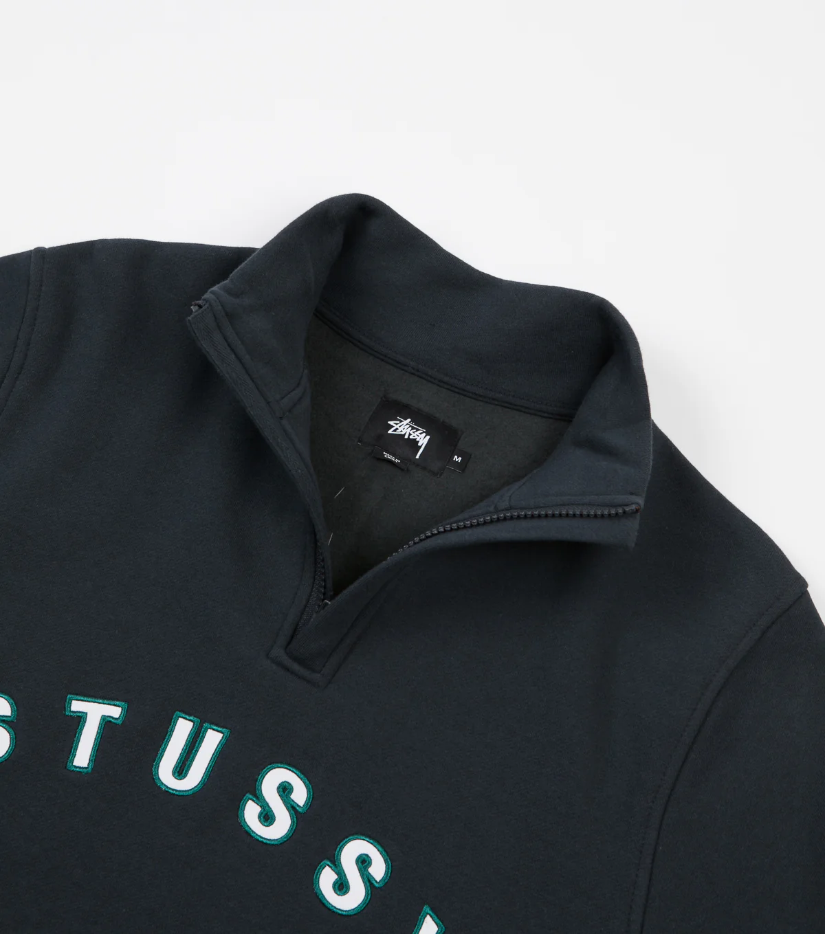 Stussy Quarter Zip Mock Neck Sweatshirt - Black - Image 4