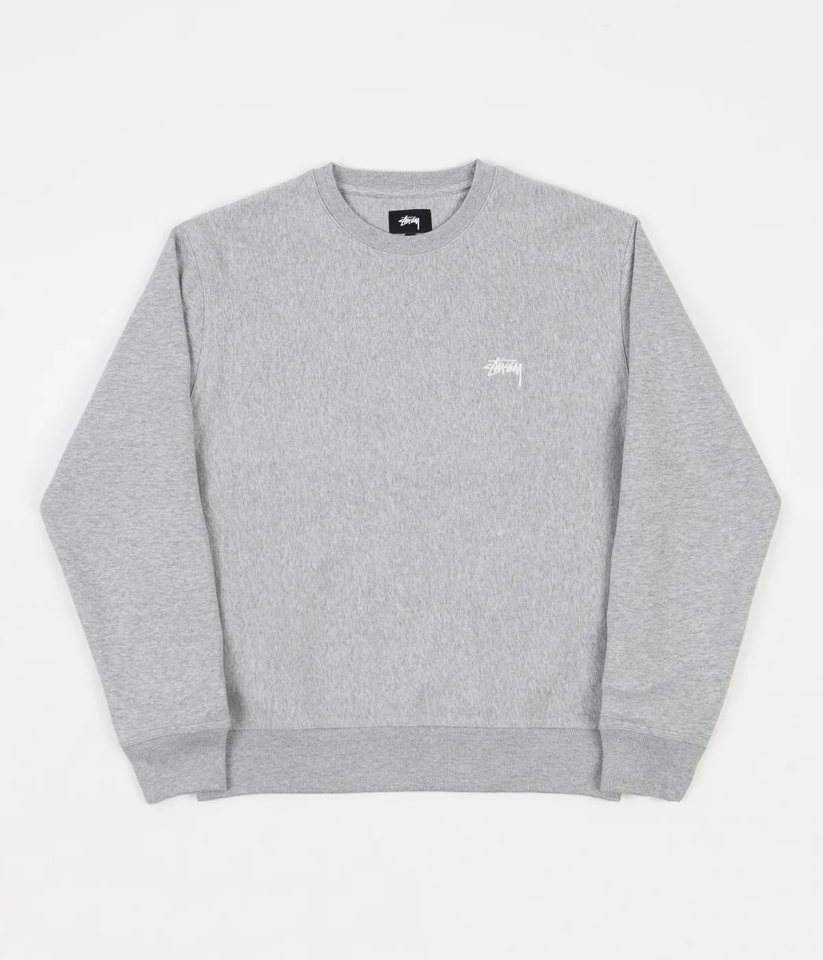 Stussy Stock Logo Crewneck Sweatshirt - Grey Heather