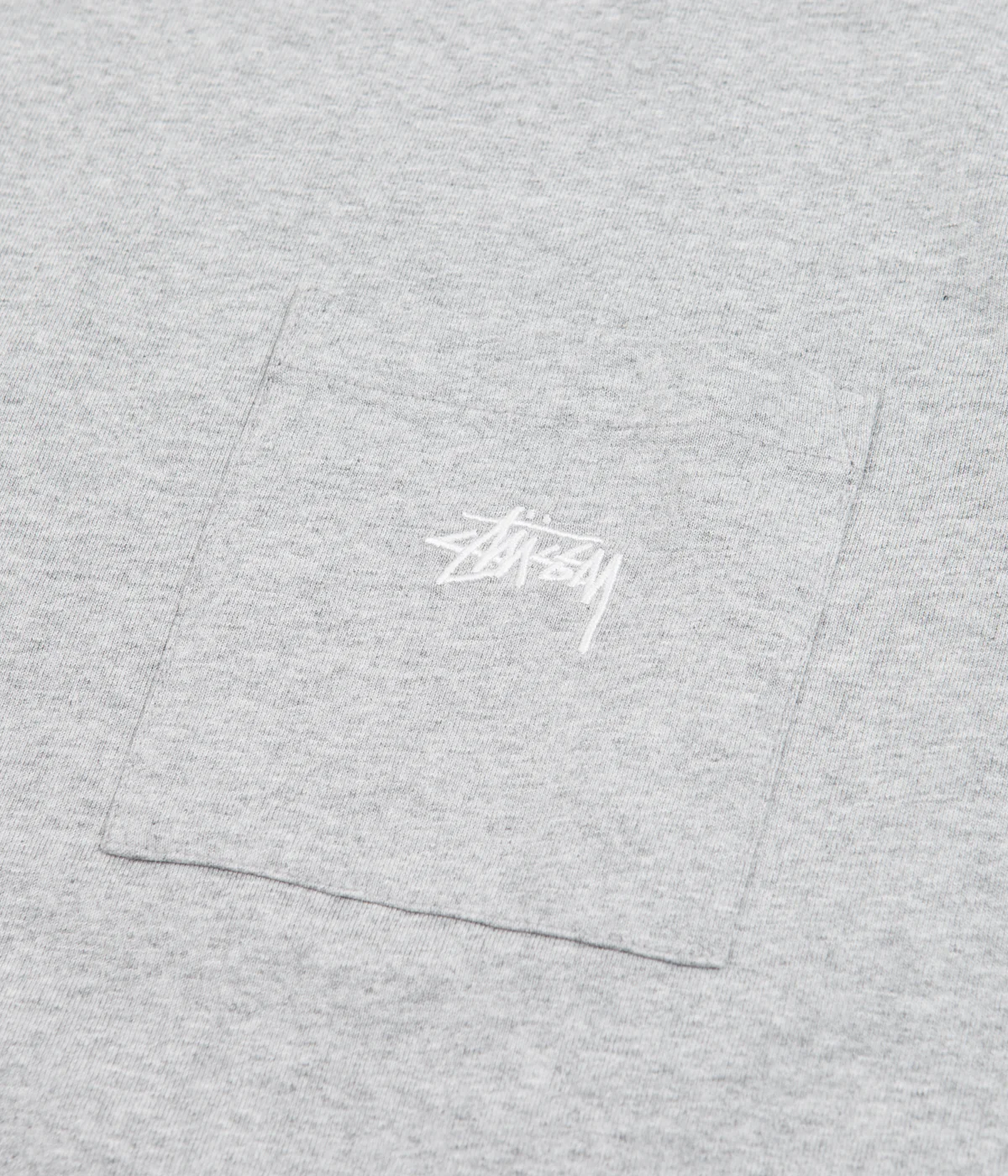Stussy Stock Logo Pocket T-Shirt - Grey Heather B12B - Image 2