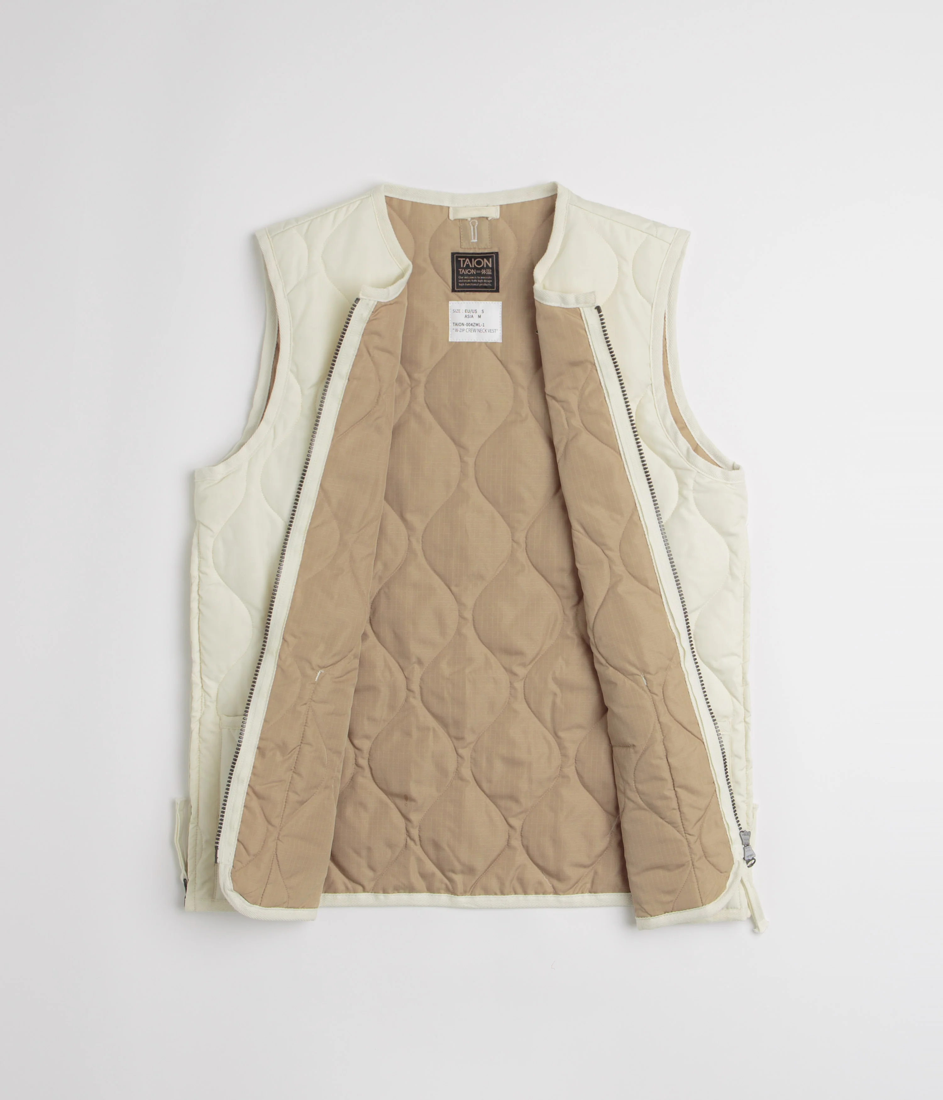 Taion Military Crewneck W-Zip Down Vest - Off White - Image 2