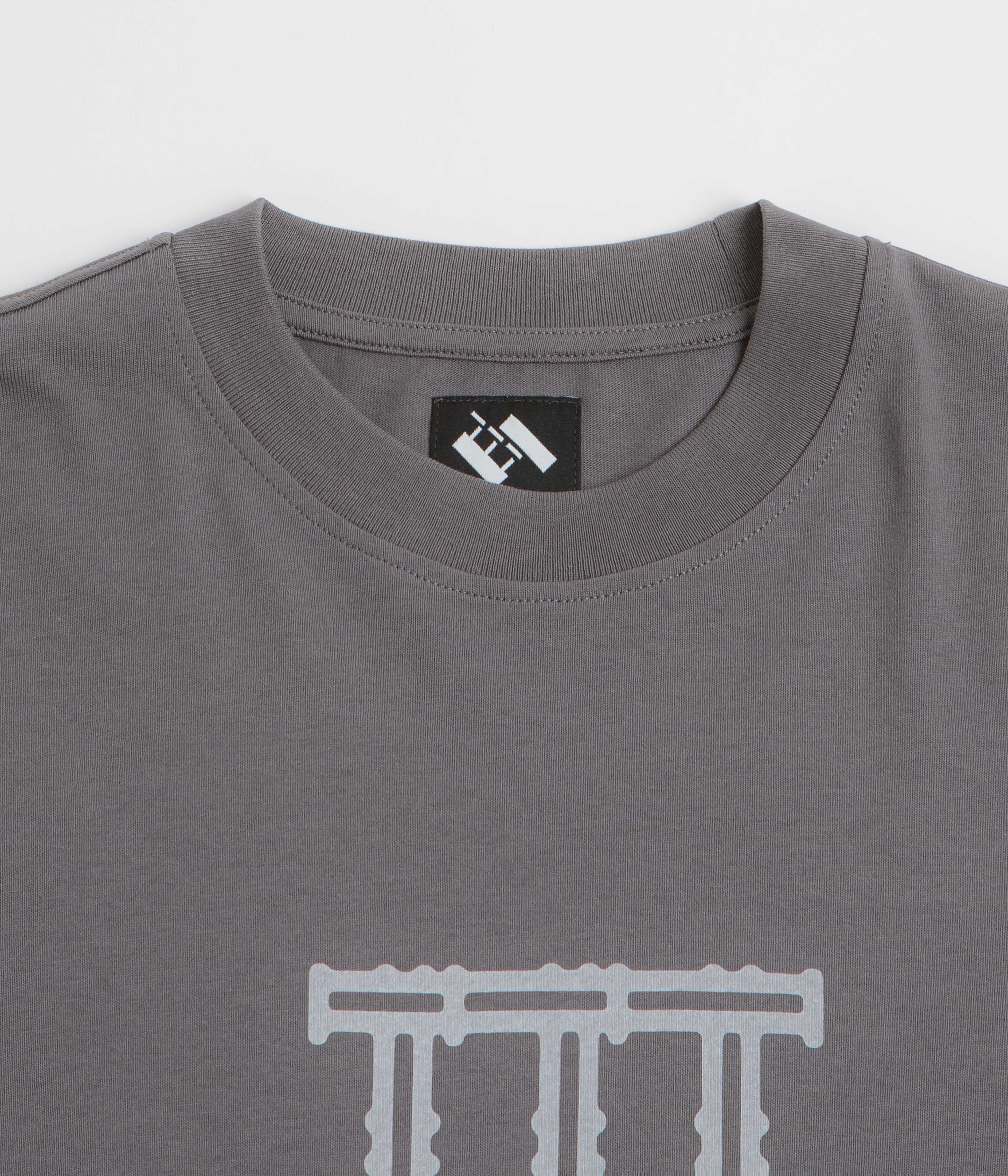 The Trilogy Tapes Cross Lattice Long Sleeve T-Shirt - Charcoal - Image 3