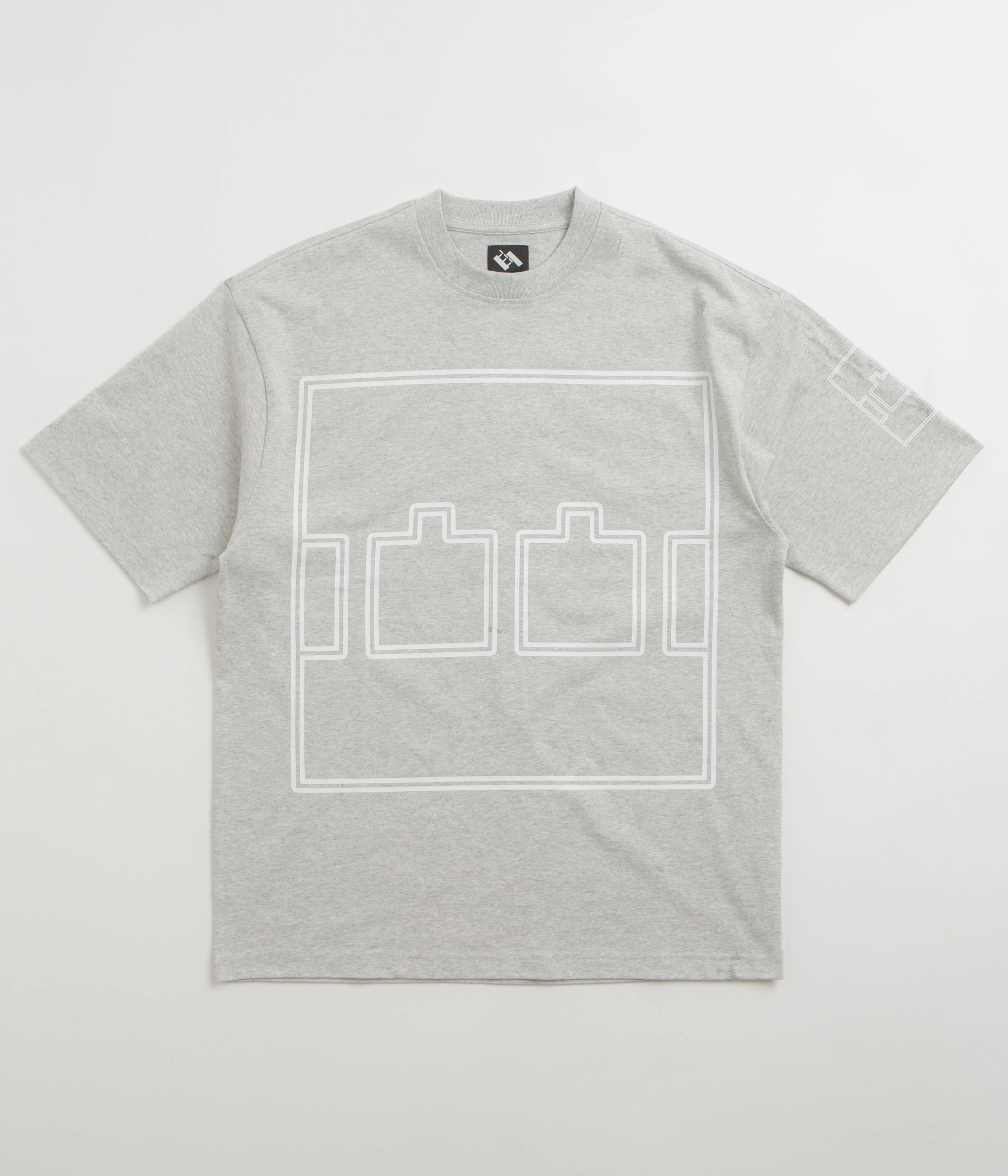 The Trilogy Tapes Logo Outline T-Shirt - Grey Marl