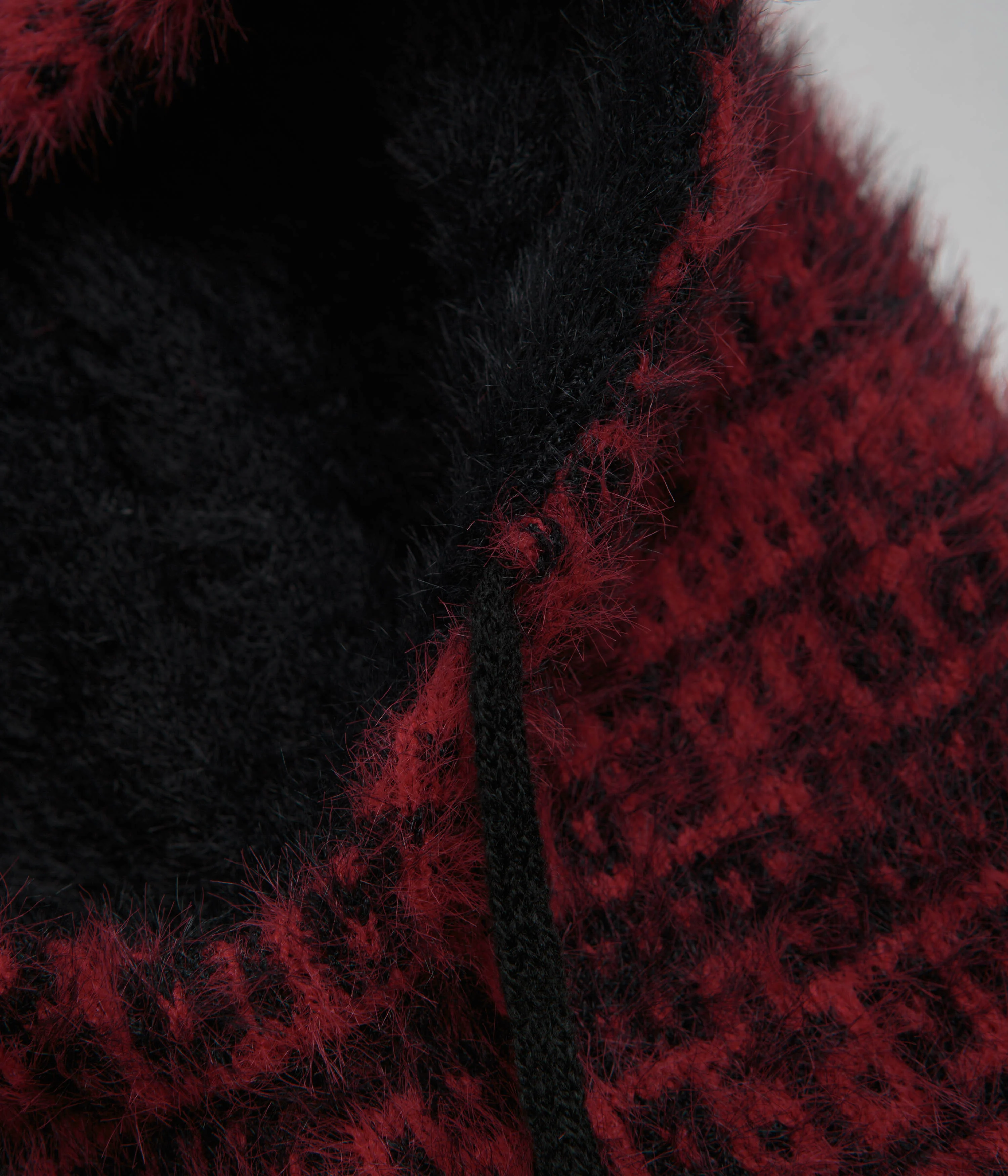 The Trilogy Tapes Shadow Multiple Knitted Hood - Carmine Red / Black - Image 3