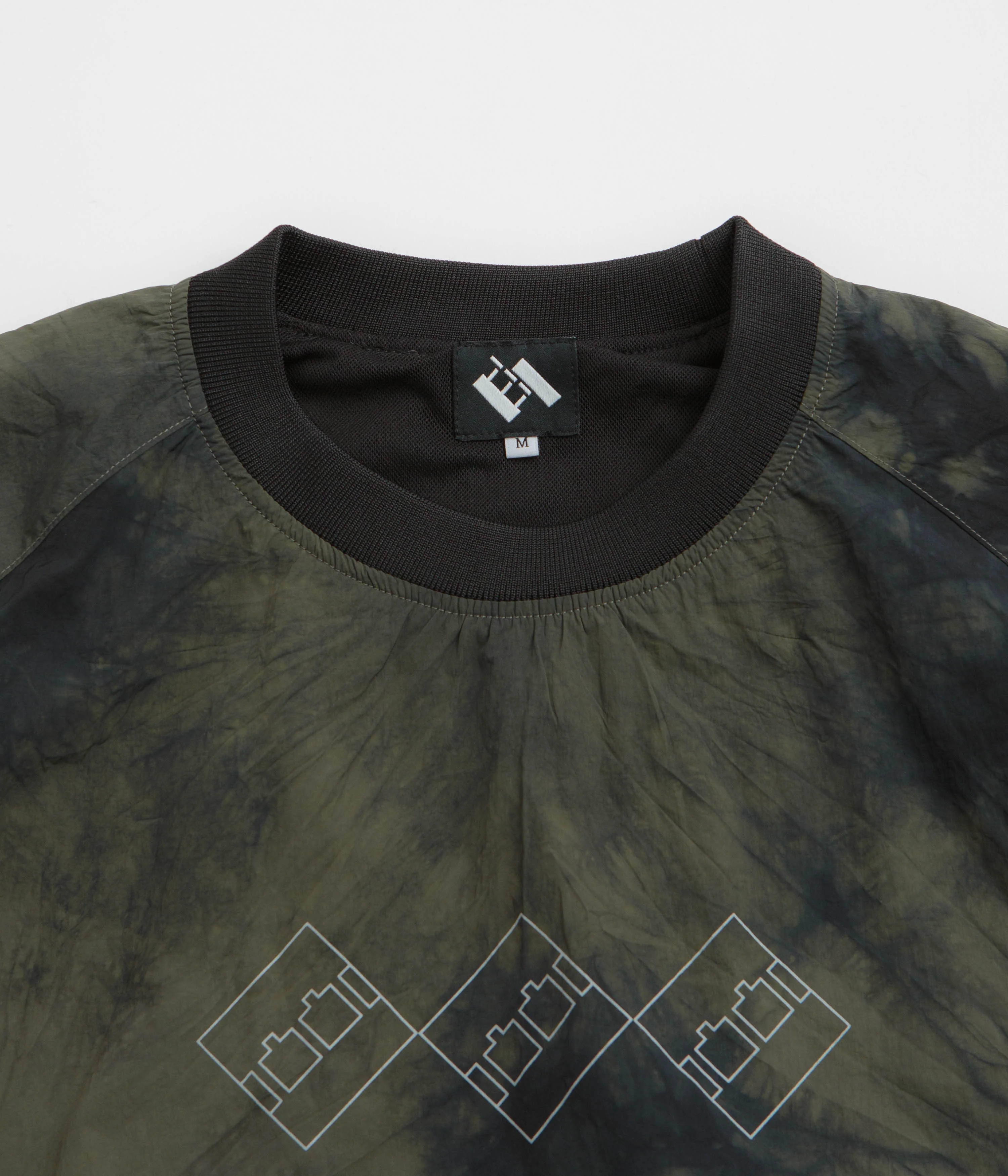 The Trilogy Tapes Tech Sports Crewneck Sweatshirt - Black / Olive Marble - Image 2