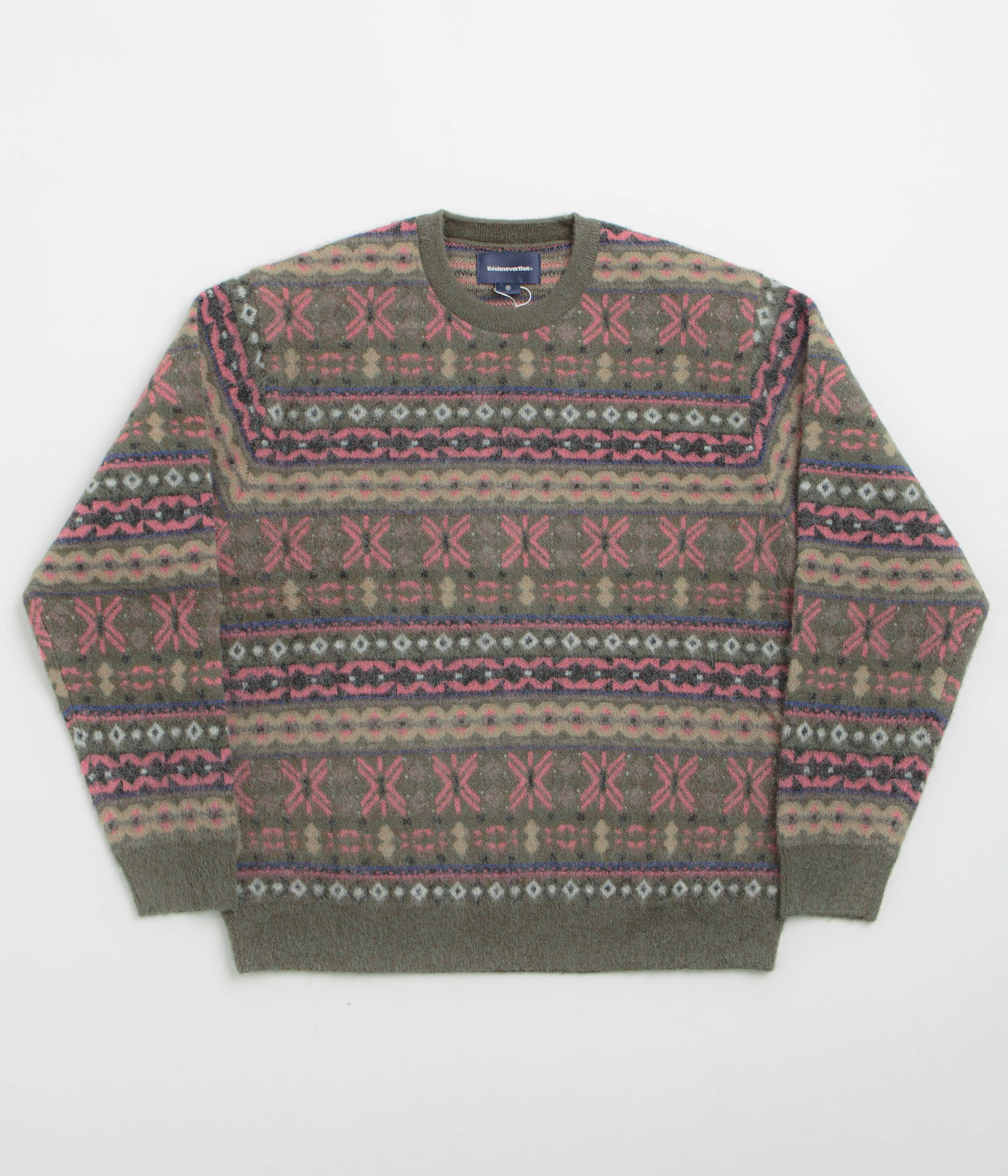 thisisneverthat Fair Isle Knit Sweatshirt - Olive