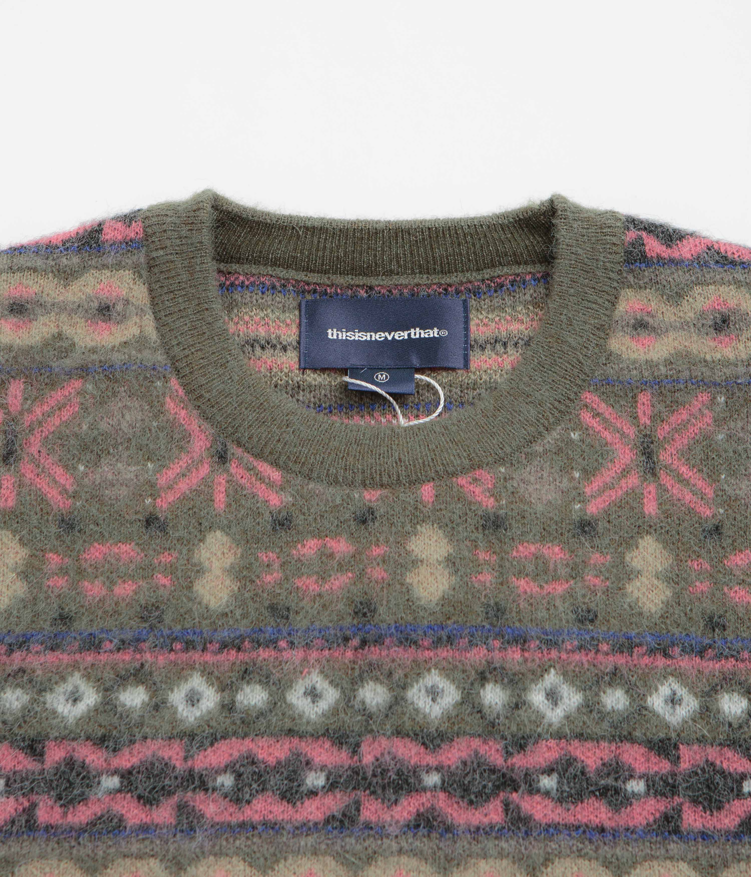 thisisneverthat Fair Isle Knit Sweatshirt - Olive - Image 2