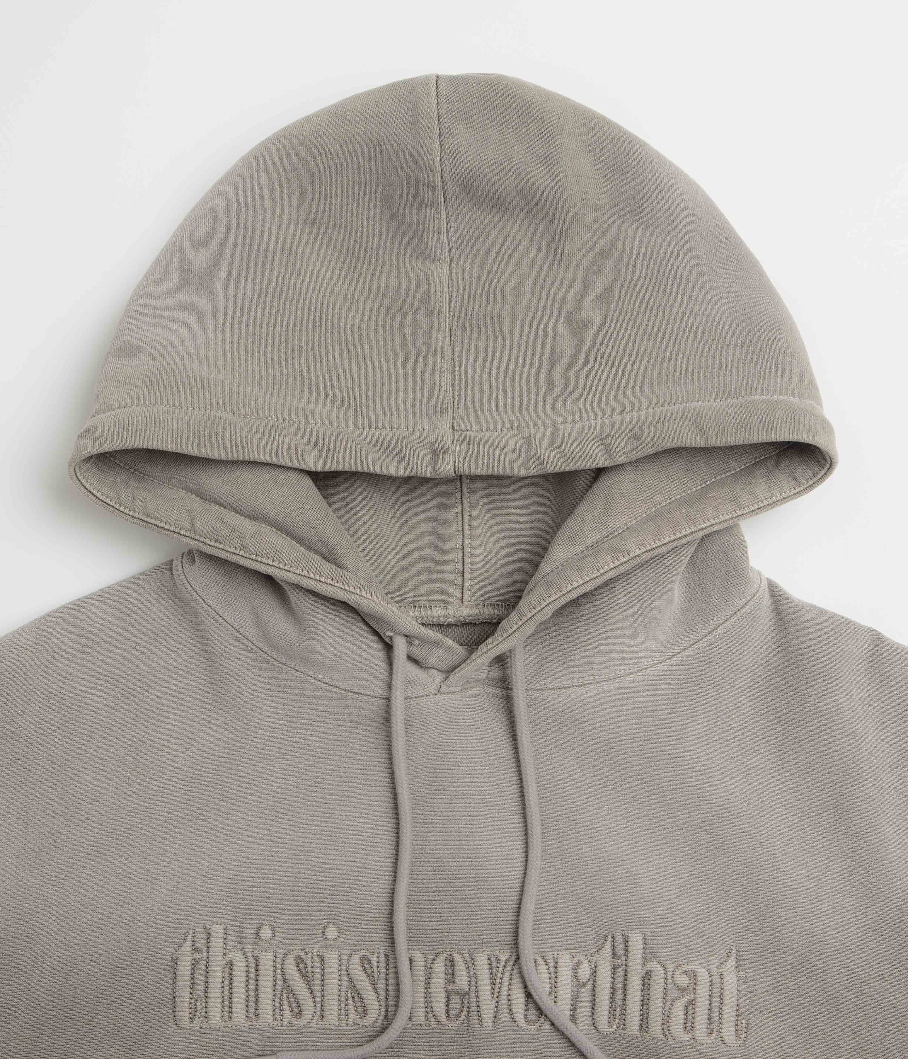 thisisneverthat Overdyed Embroidery Hoodie - Desert Grey - Image 2
