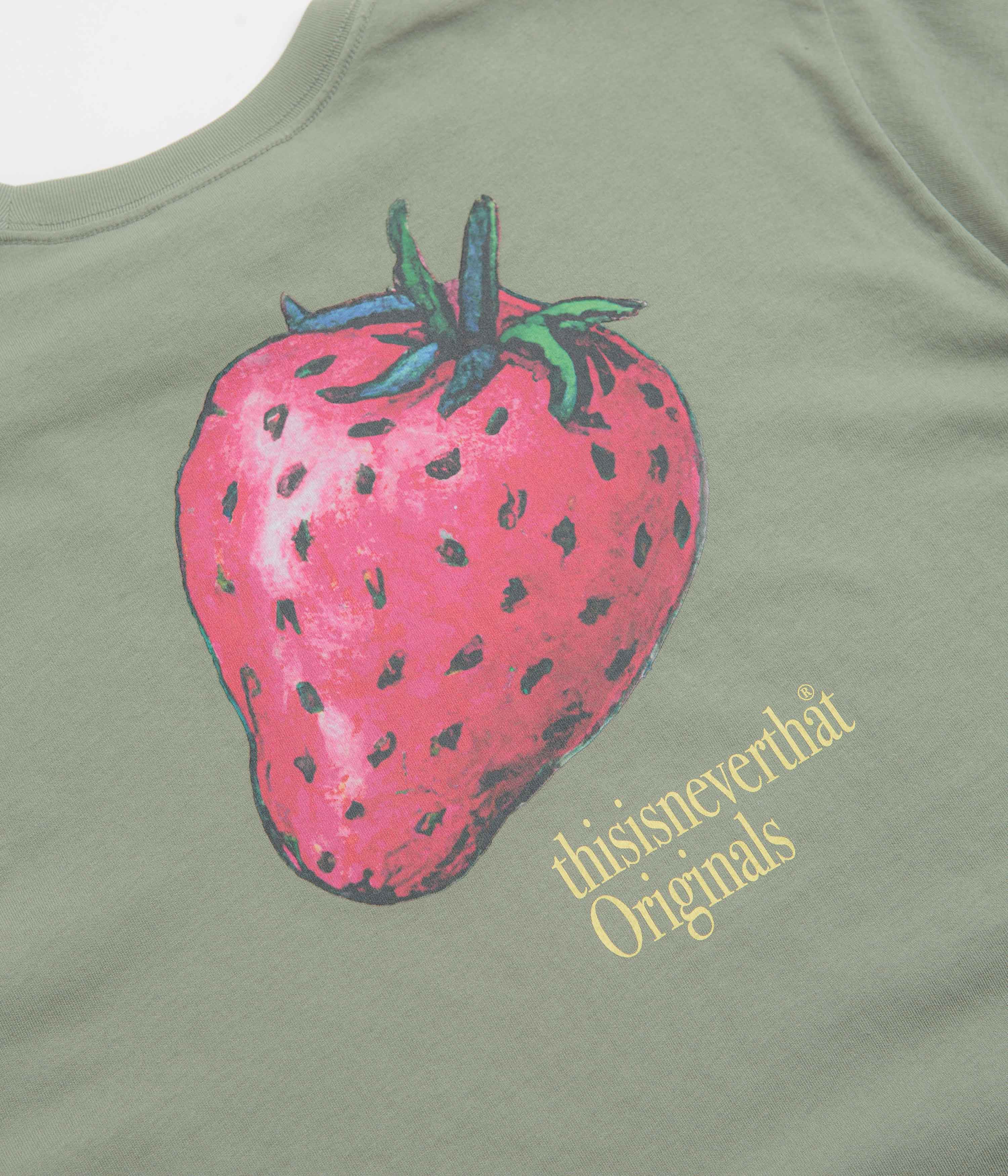 thisisneverthat Strawberry T-Shirt - Light Olive - Image 4