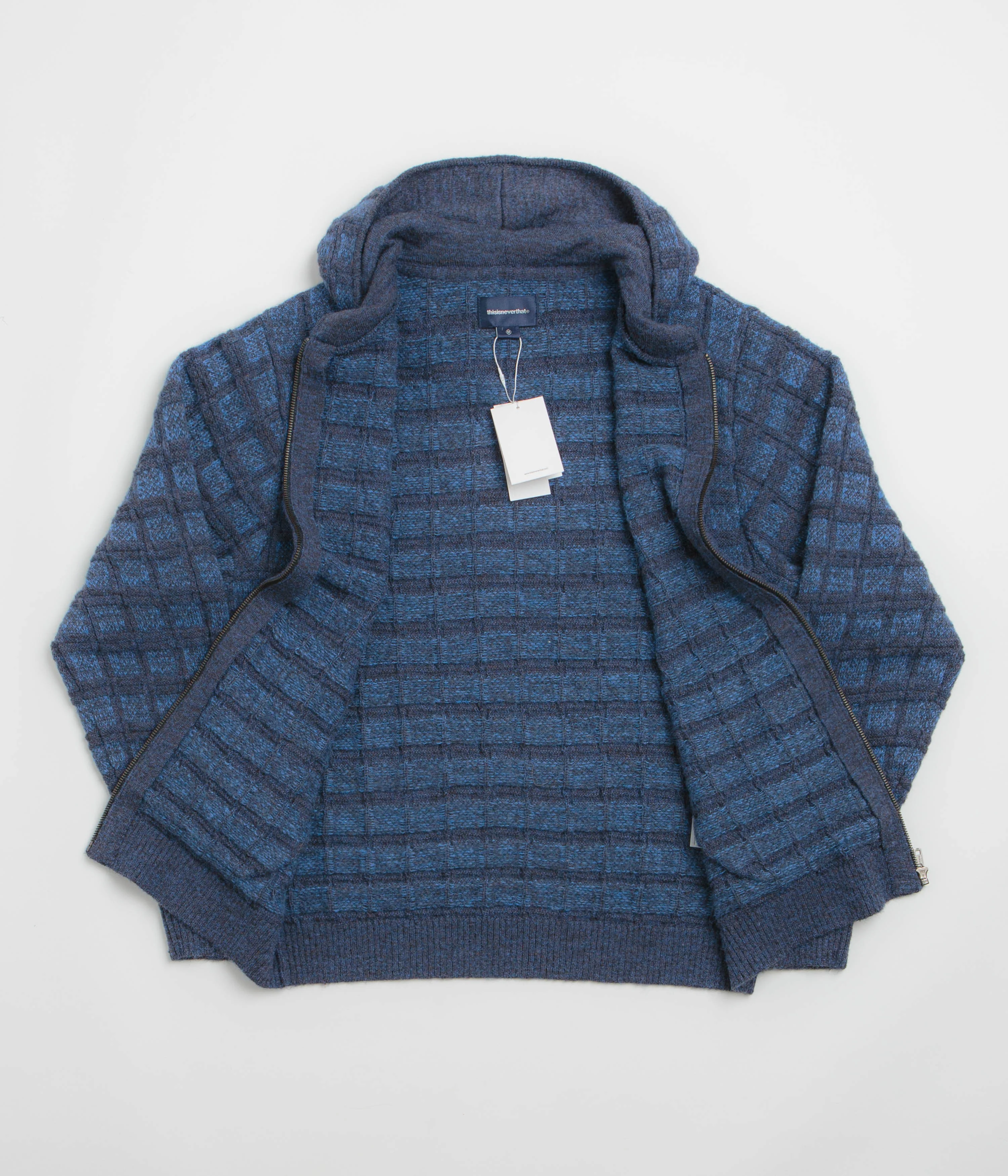 thisisneverthat Textured Knit Zip Hoodie - Navy - Image 2