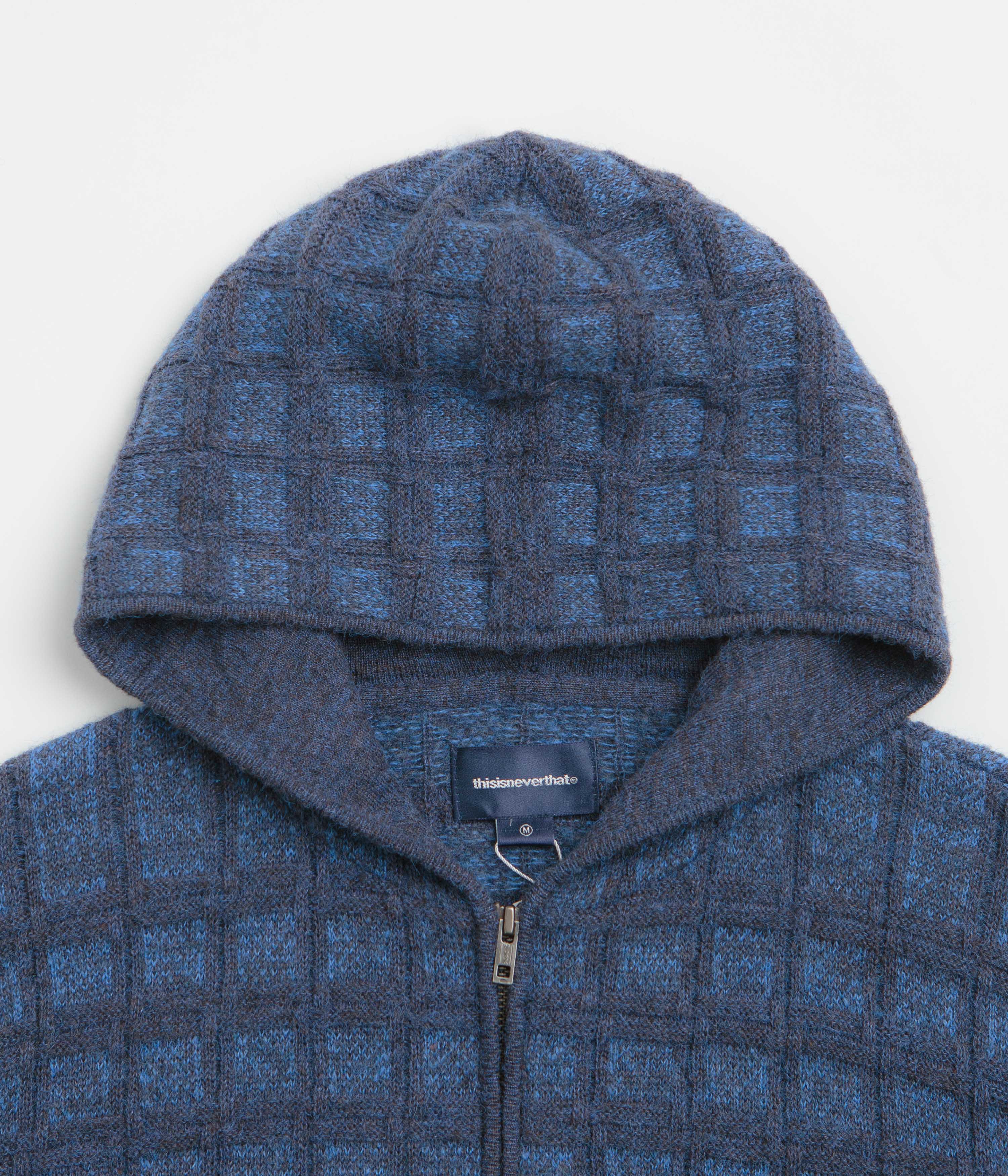 thisisneverthat Textured Knit Zip Hoodie - Navy - Image 4