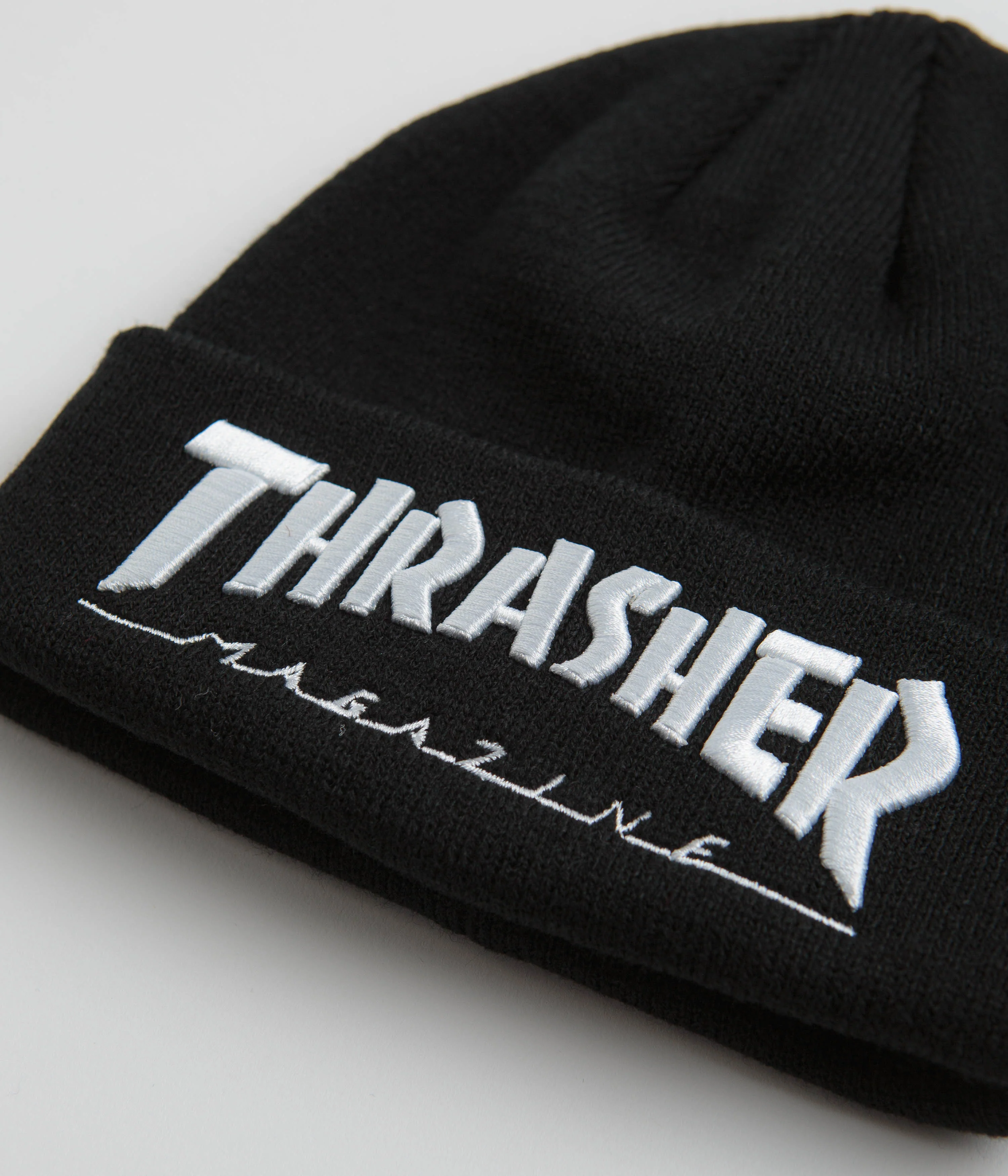 Thrasher Embroidered Logo Beanie - Black / White - Image 2