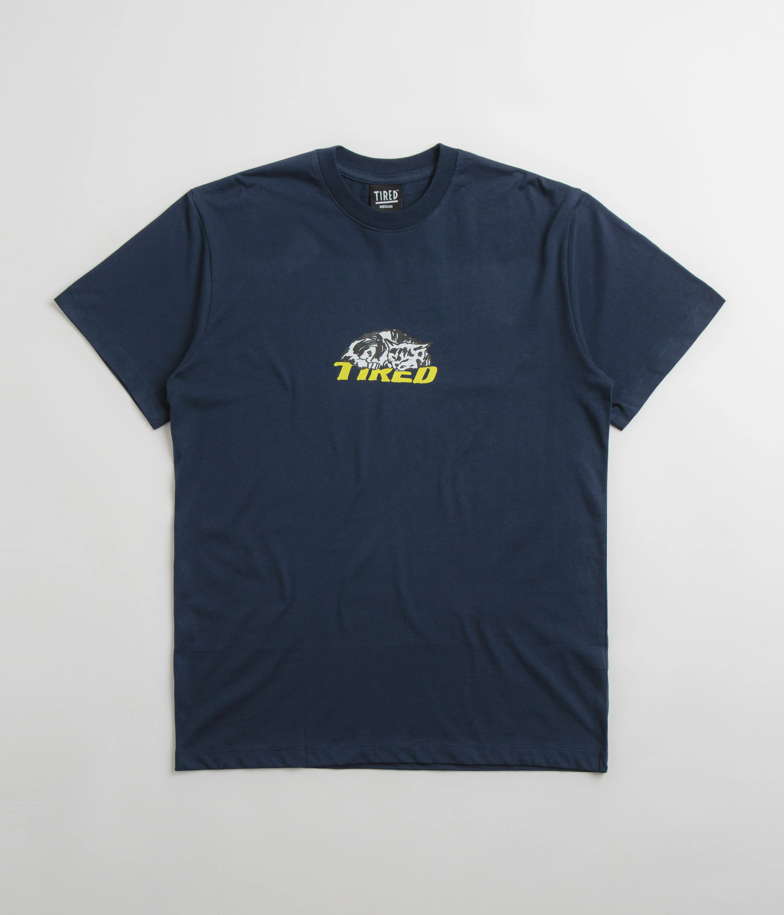 Tired Cat Nap T-Shirt - Navy - Image 2