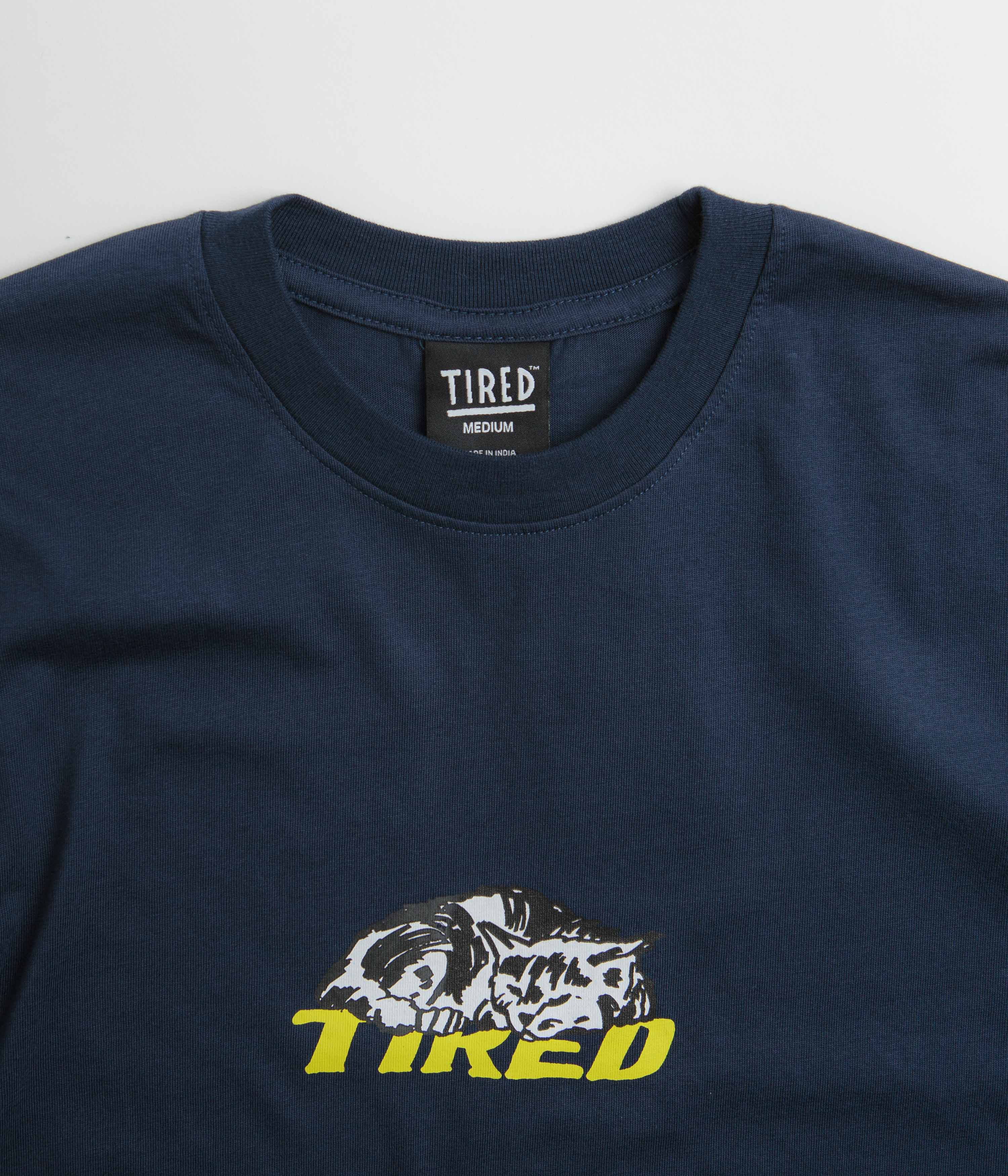 Tired Cat Nap T-Shirt - Navy - Image 3