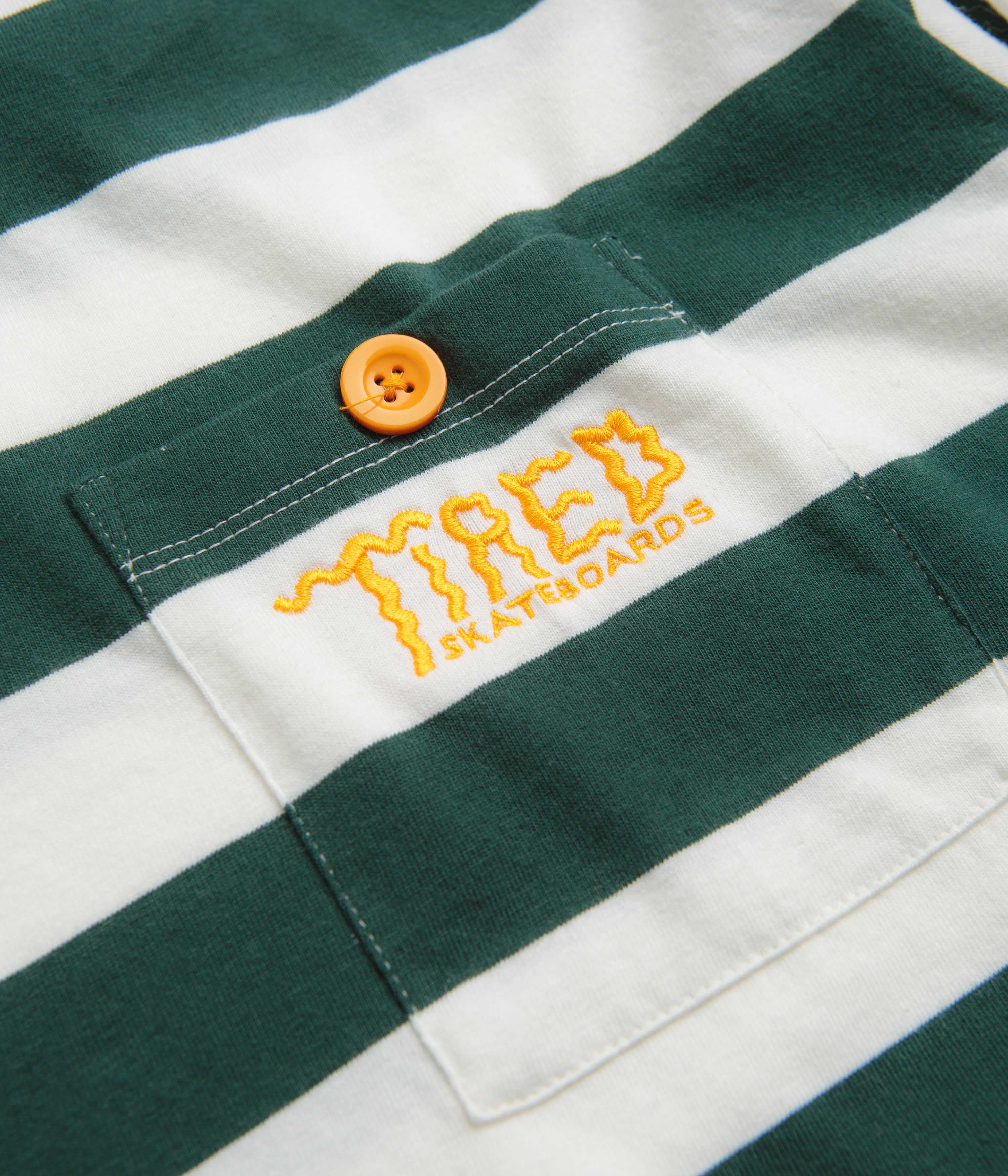 Tired Squiggly Logo Striped Pocket Long Sleeve T-Shirt - Purple / Forest - Image 3