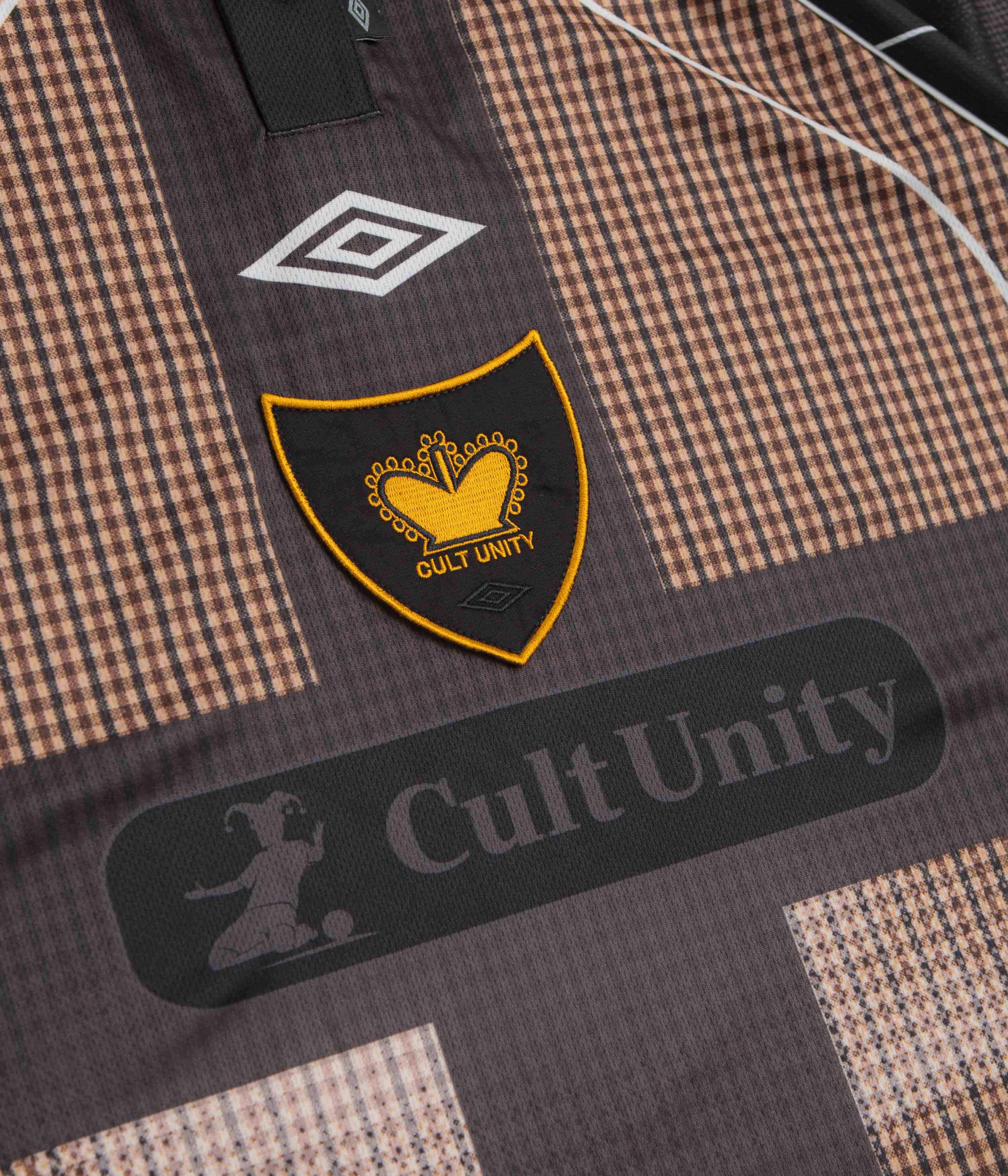 Umbro Cult Unity Check Polo Shirt - Beige / Black - Image 2