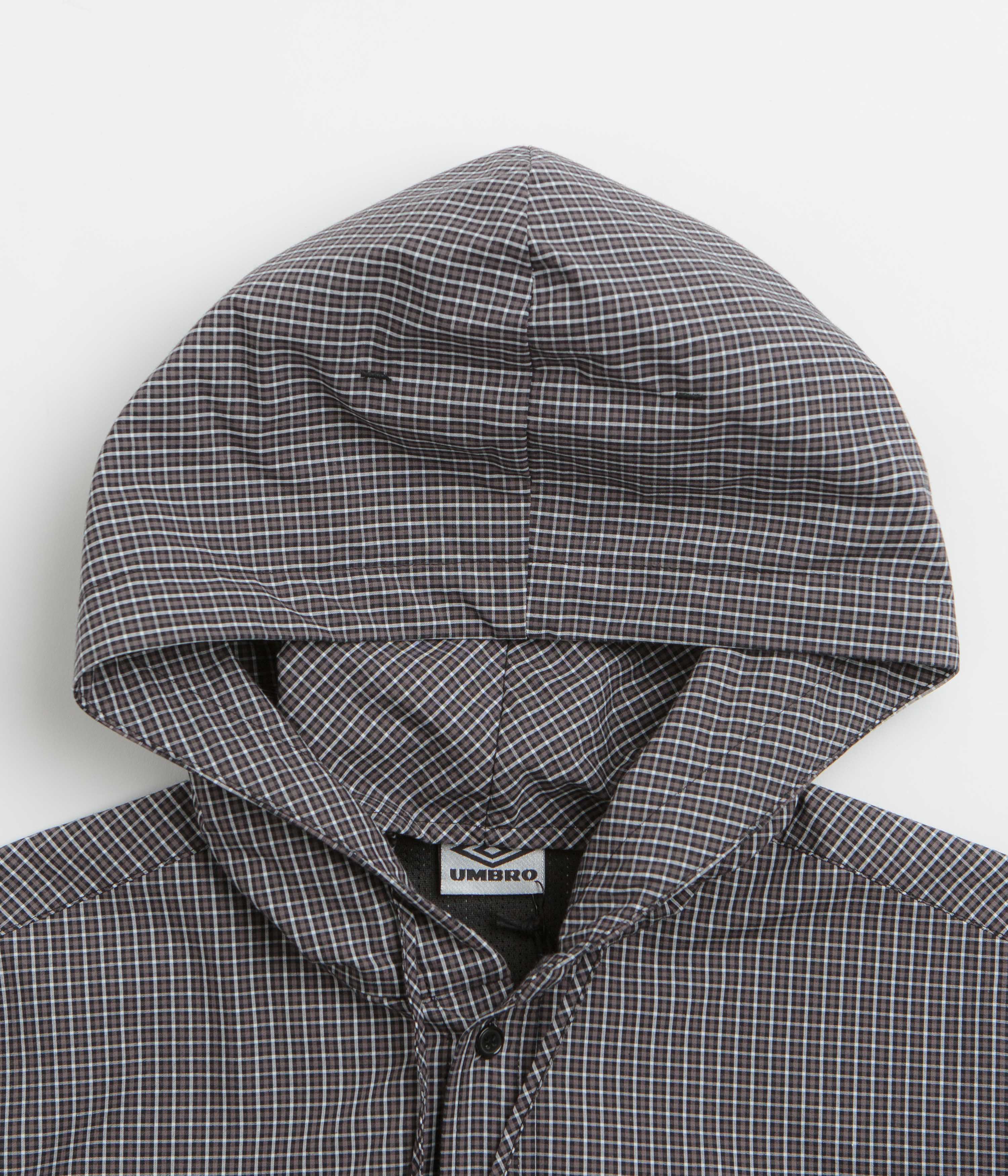 Umbro Gingham Masked Shirt Jacket - Coffee Brown / White Black - Image 4