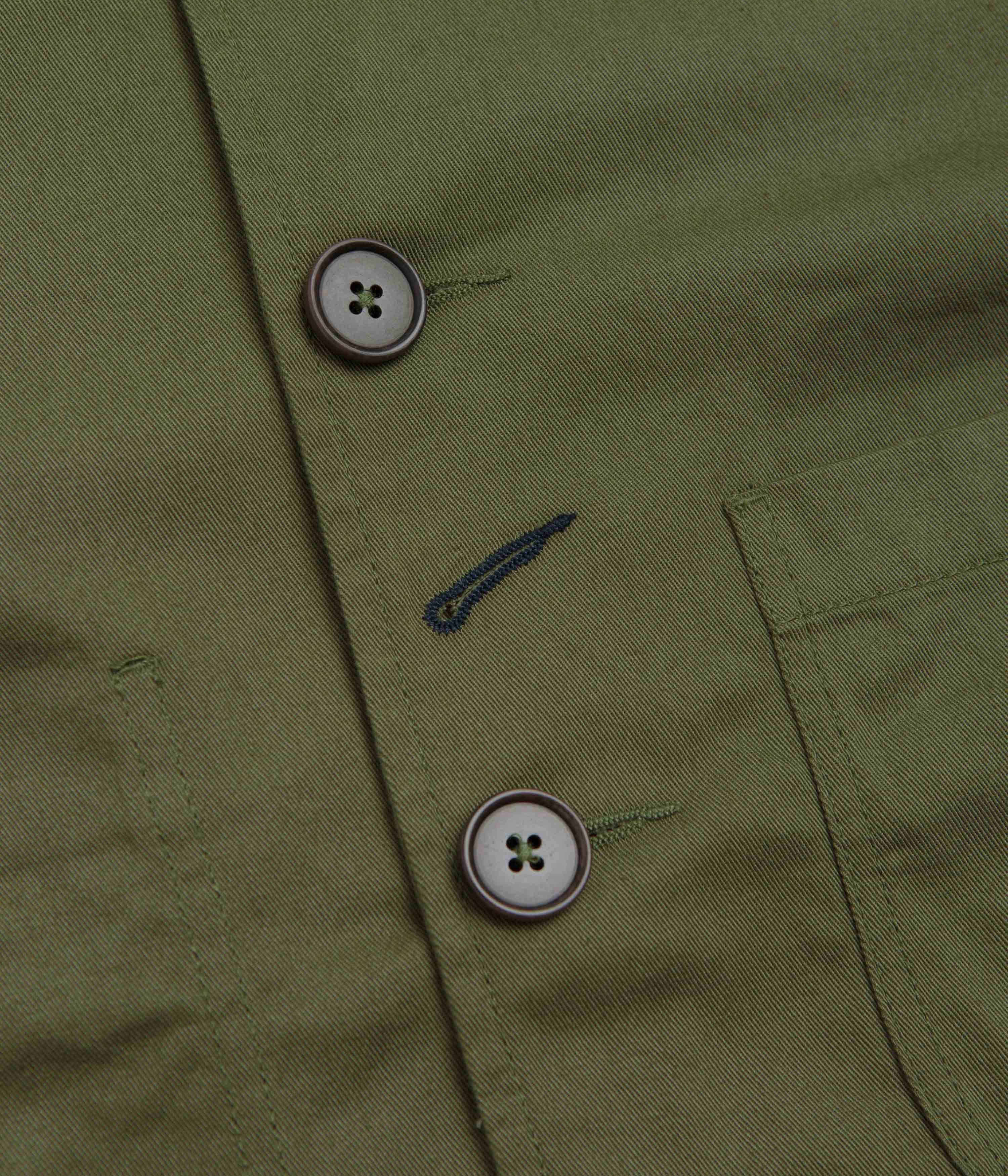 Universal Works Bakers Jacket - Light Olive - Image 4