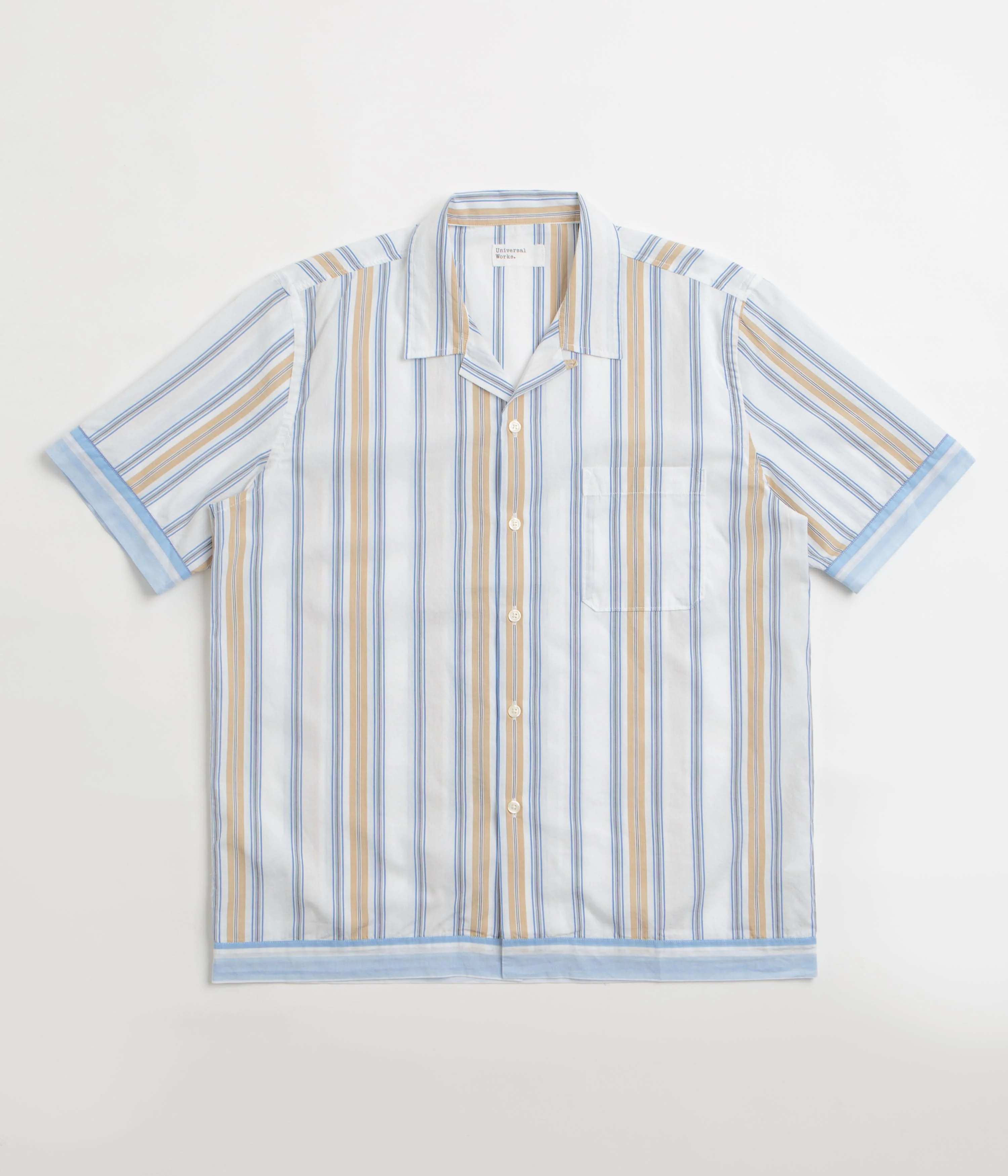 Universal Works Dean Road Short Sleeve Shirt - Blue / Sand