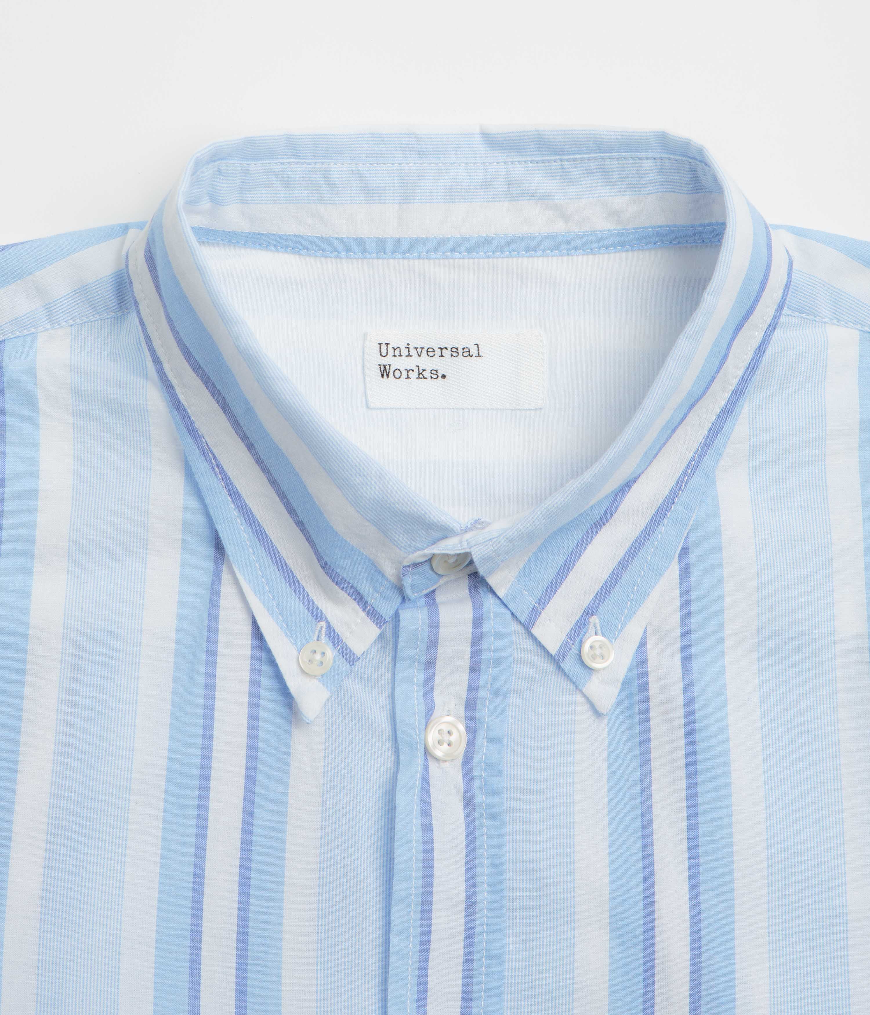 Universal Works Lazy Day Shirt - White / Blue - Image 3